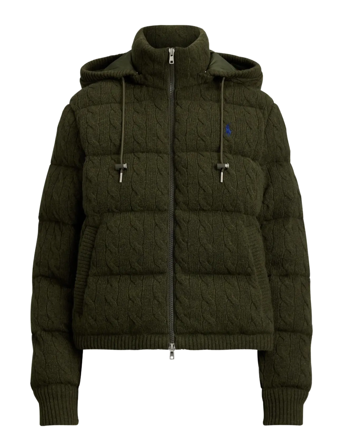 Polo Ralph Lauren Cable-Knit Wool-Cashmere Quilted Jacket - Kleidung - GREEN BAY MELANGE / khaki/green