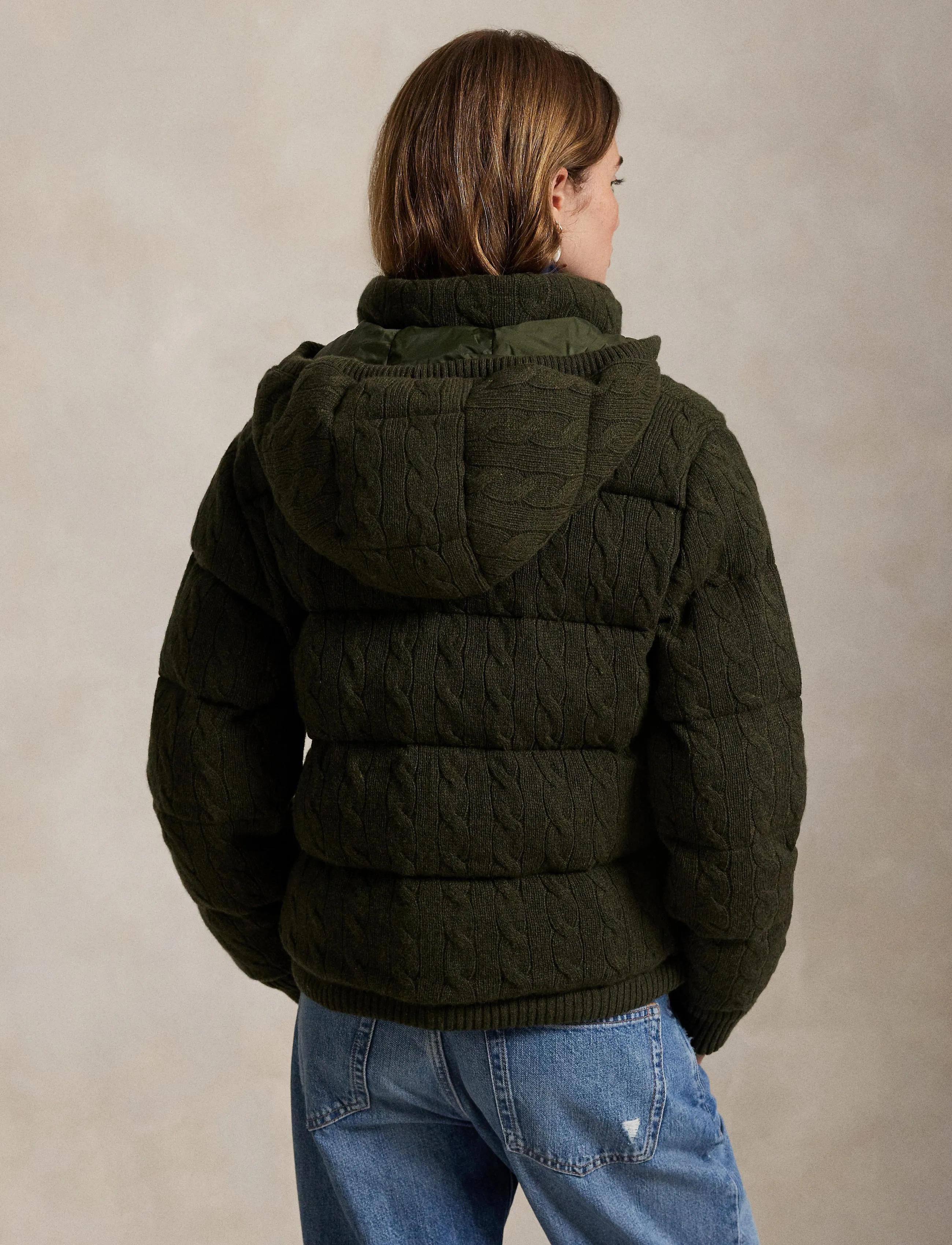 Polo Ralph Lauren - Cable-Knit Wool-Cashmere Quilted Jacket - vestes d'hiver - green bay melange - 2