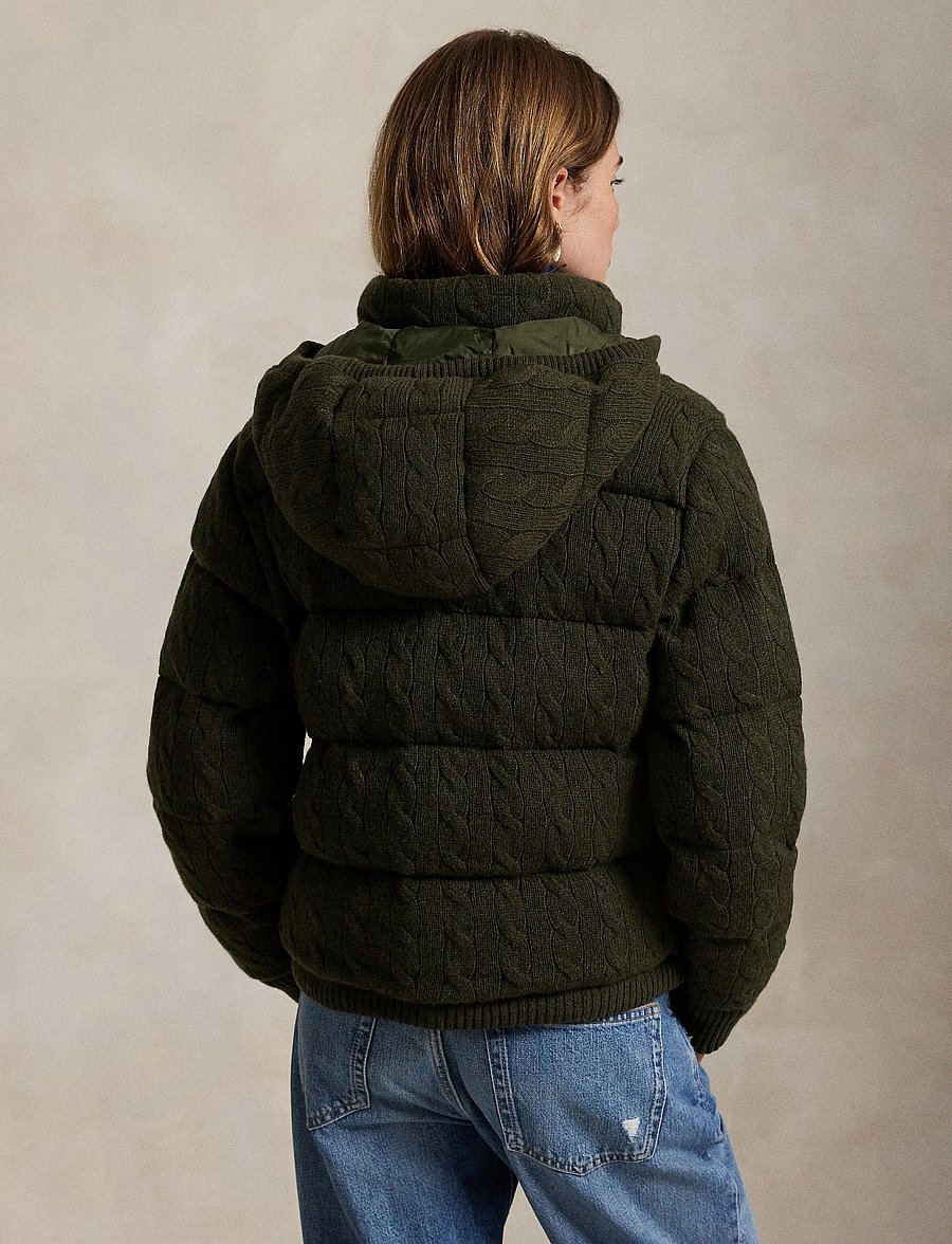 Polo Ralph Lauren - Cable-Knit Wool-Cashmere Quilted Jacket - vestes d'hiver - green bay melange - 2