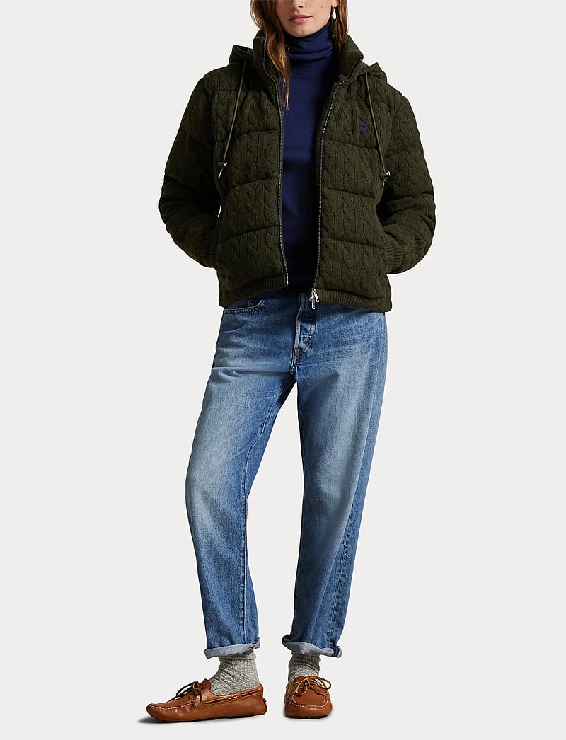 Polo Ralph Lauren - Cable-Knit Wool-Cashmere Quilted Jacket - forede jakker - green bay melange - 4