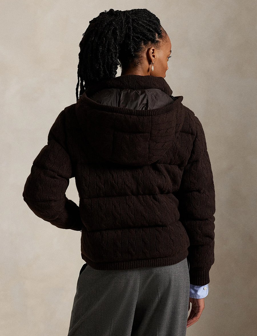 Polo Ralph Lauren - Cable-Knit Wool-Cashmere Quilted Jacket - forede jakker - walnut brown mela - 2