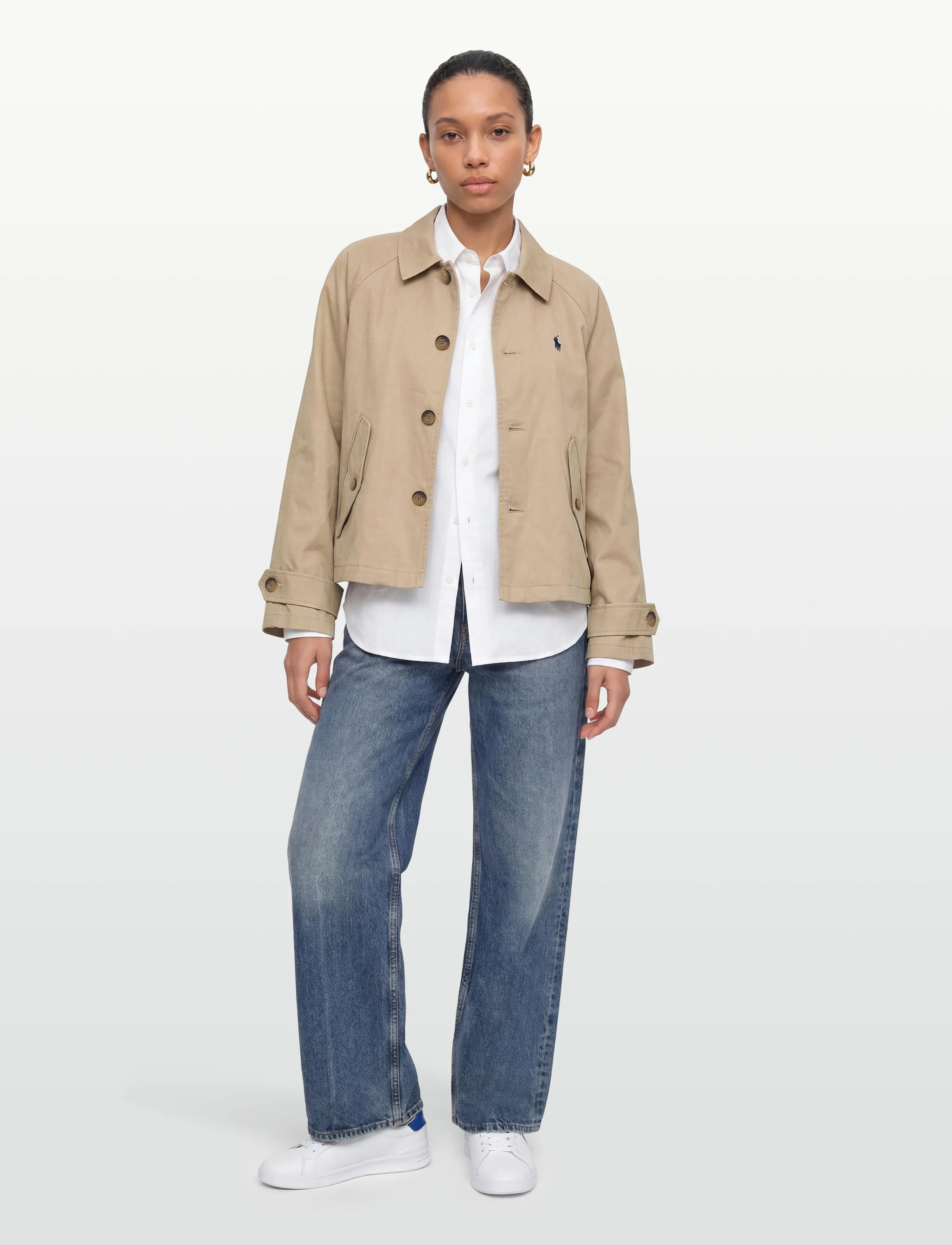 Polo Ralph Lauren Cotton Twill Jacket, L, Coats, Beige - Trench Frauen