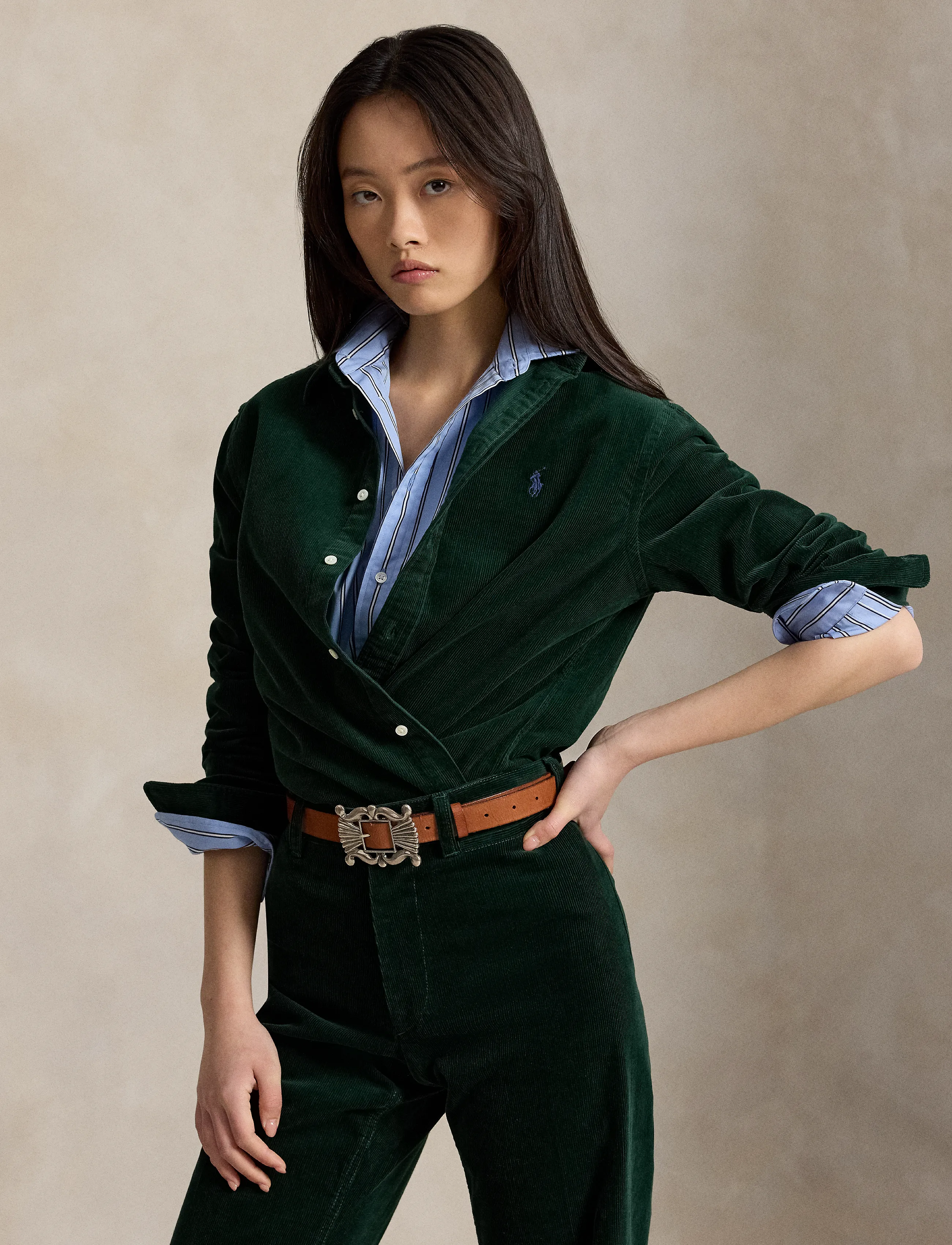 Polo Ralph Lauren Classic Fit Cotton Corduroy Shirt - Blusar & Skjortor - DARK GREEN / green