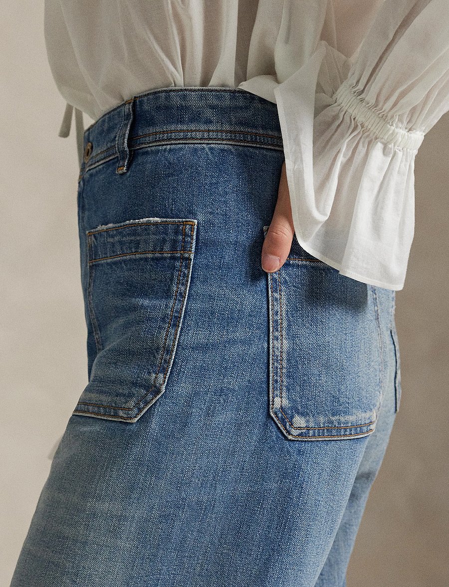 Polo Ralph Lauren - LOW STR DENIM-WVN-PANTS - hosen mit weitem bein - arlit wash - 4