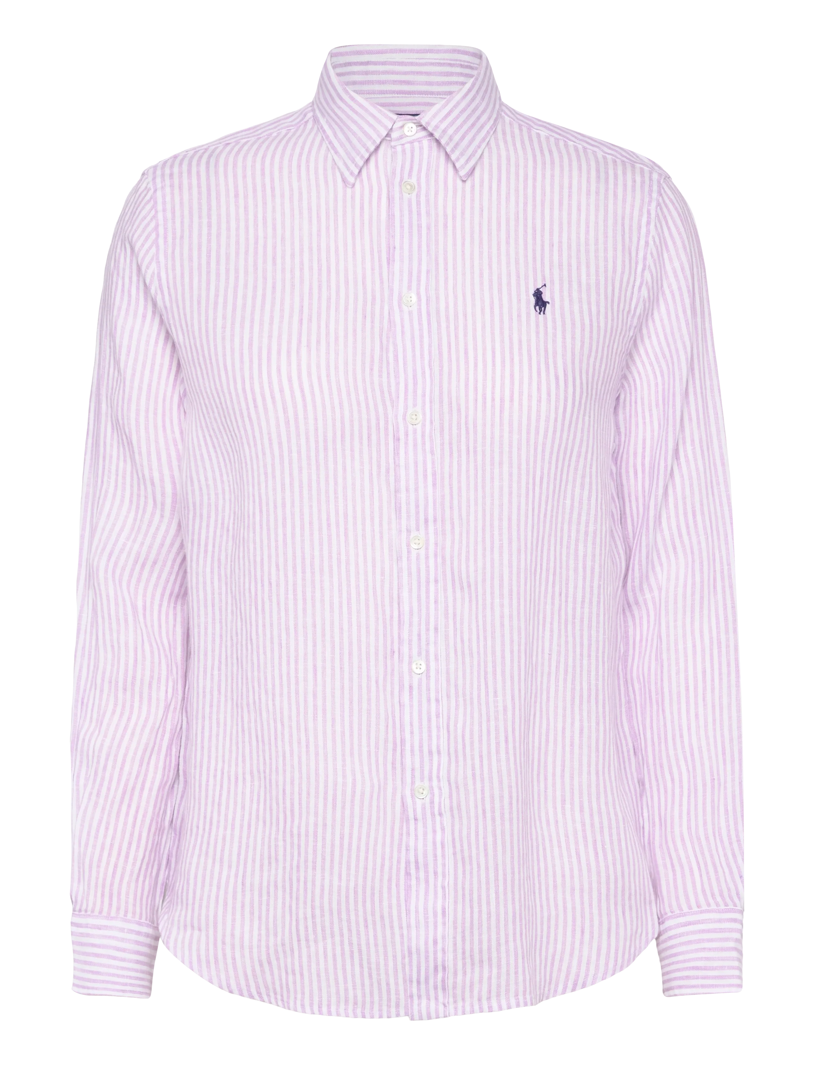 Polo Ralph Lauren Classic Fit Striped Linen Shirt, L, Pink, Skjorter > Langærmede, Dame