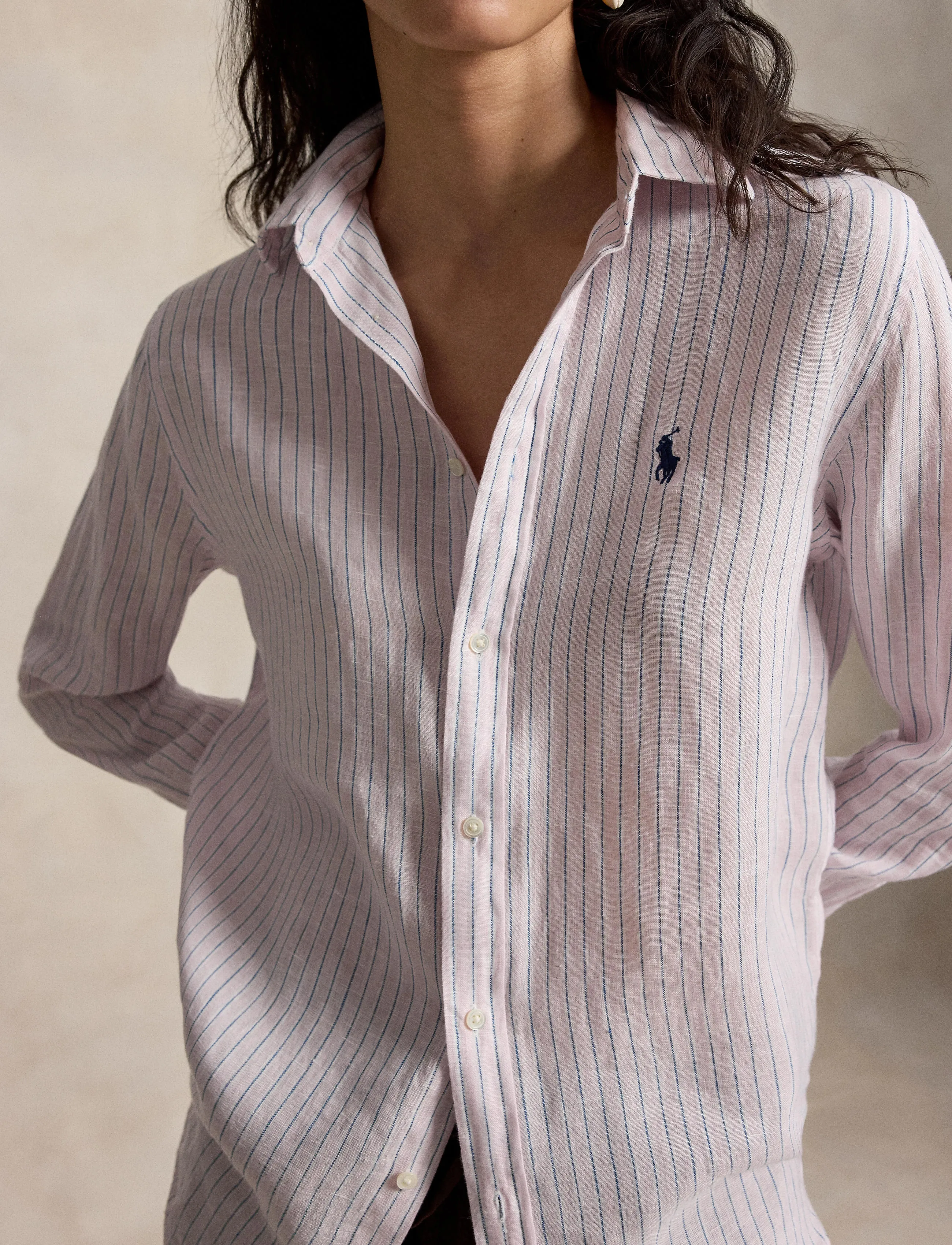 Polo Ralph Lauren - Classic Fit Striped Linen Shirt - chemises en jeans - 1994af hint of pi - 4