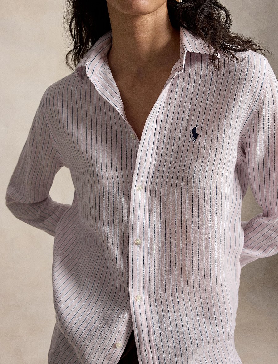 Polo Ralph Lauren - Classic Fit Striped Linen Shirt - chemises en jeans - 1994af hint of pi - 4