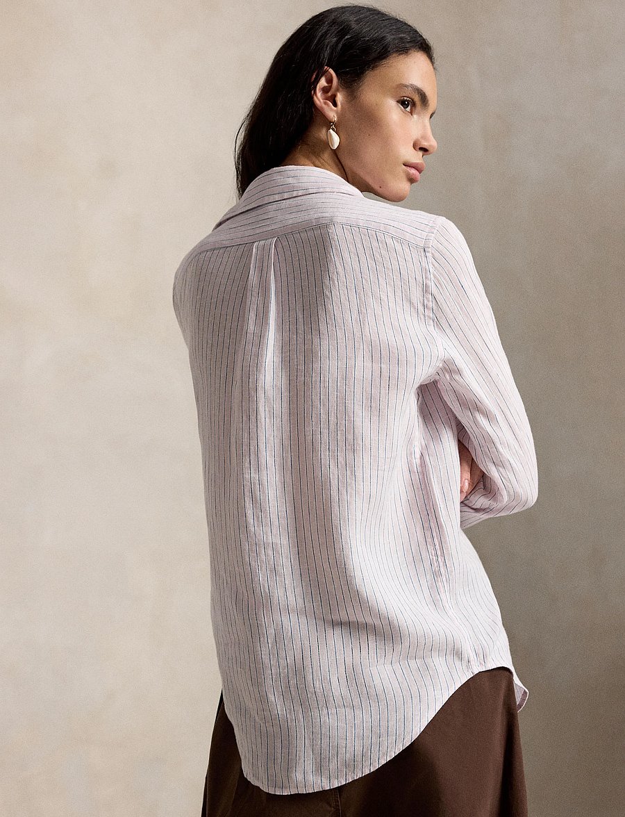 Polo Ralph Lauren - Classic Fit Striped Linen Shirt - chemises en jeans - 1994af hint of pi - 5