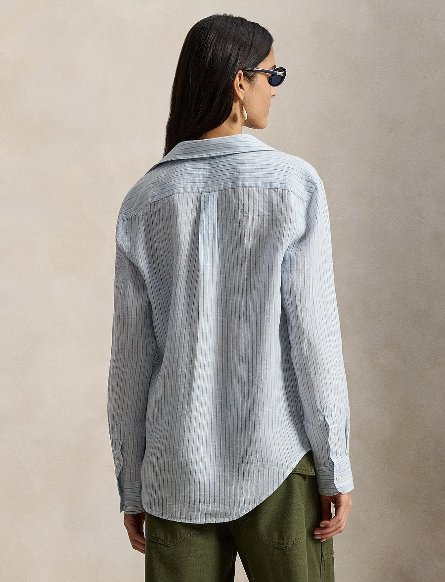Polo Ralph Lauren - Classic Fit Striped Linen Shirt - denimskjorter - 1994b lt blue blu - 2