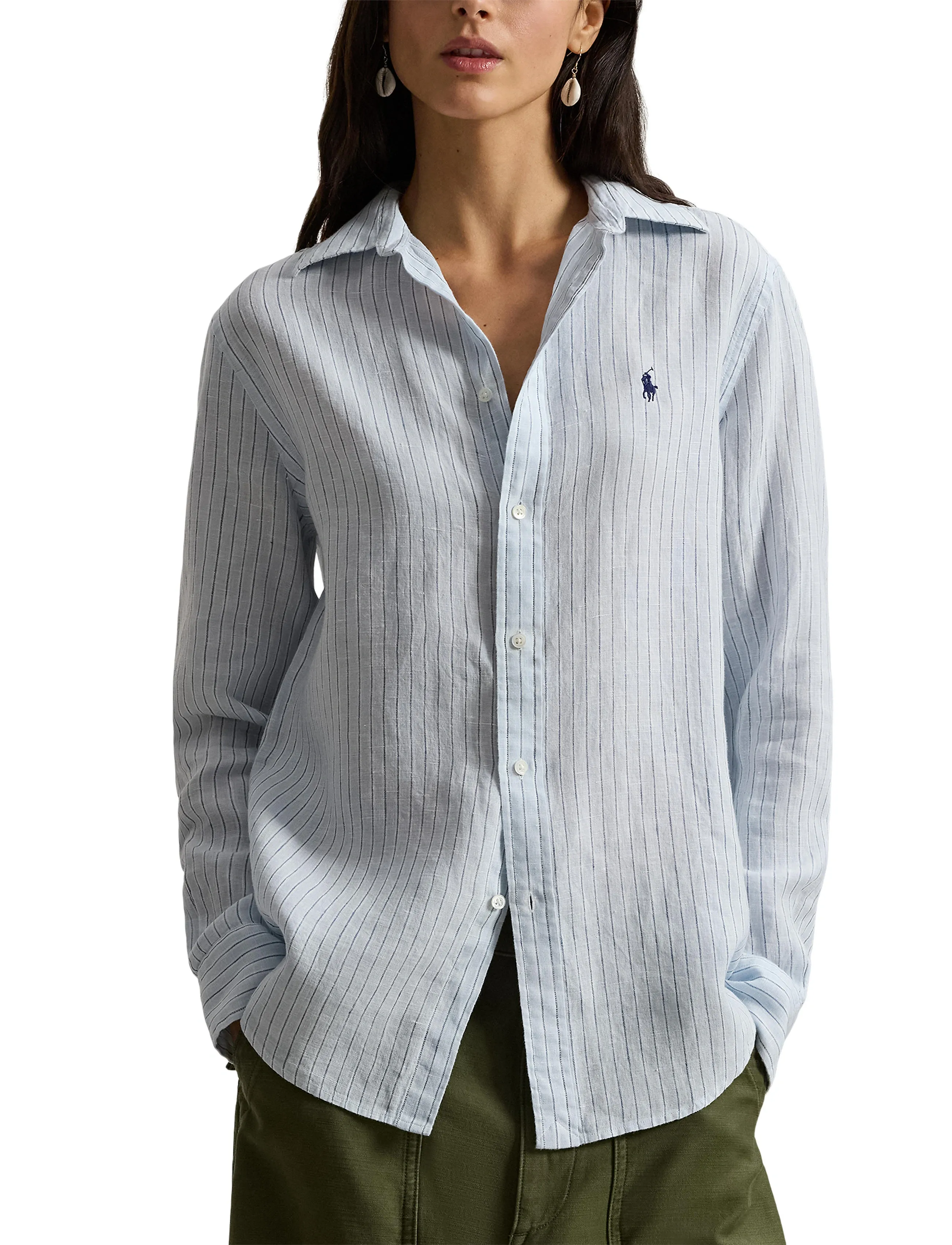 Polo Ralph Lauren - Classic Fit Striped Linen Shirt - denimskjorter - 1994b lt blue blu - 3