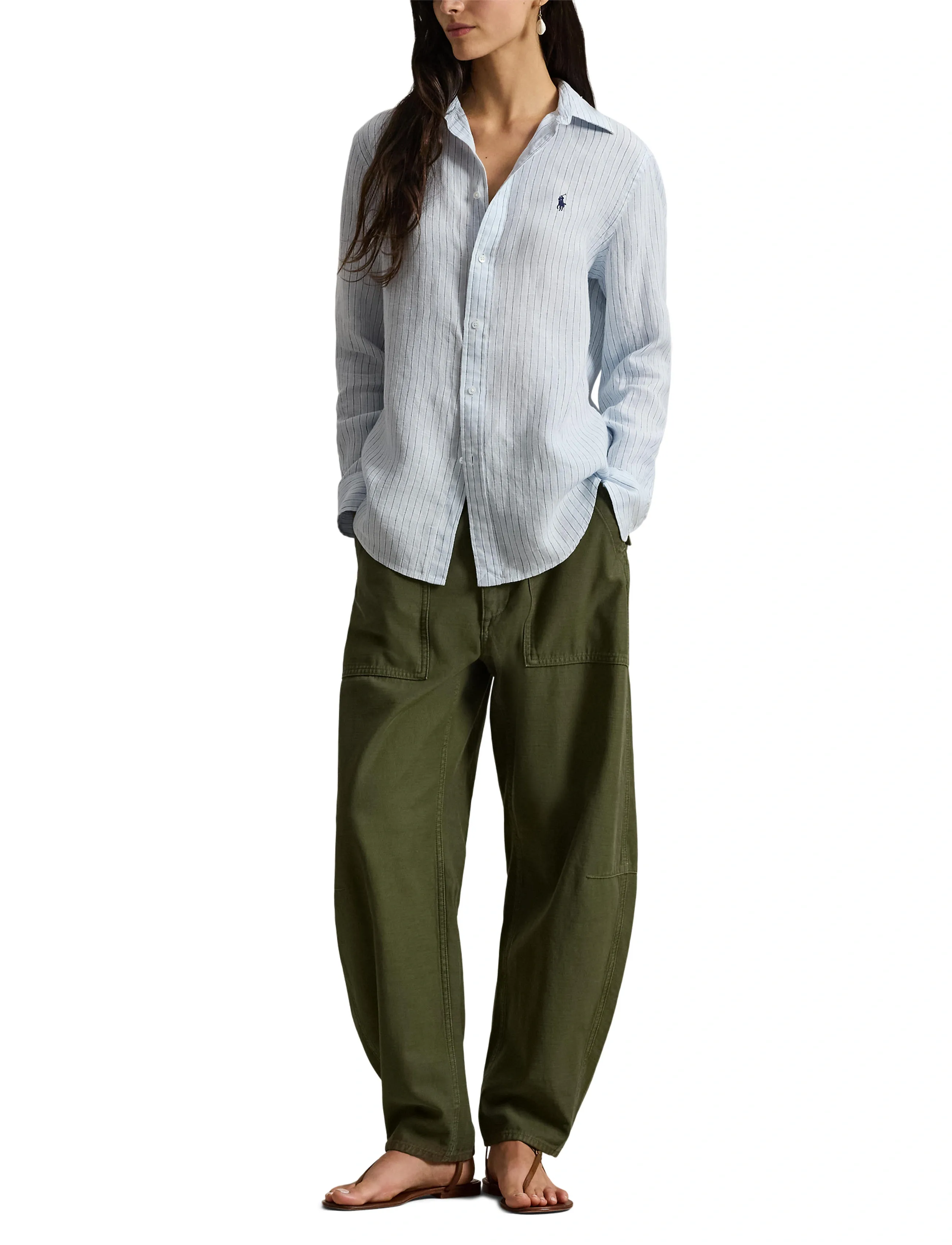 Polo Ralph Lauren - Classic Fit Striped Linen Shirt - denimskjorter - 1994b lt blue blu - 4