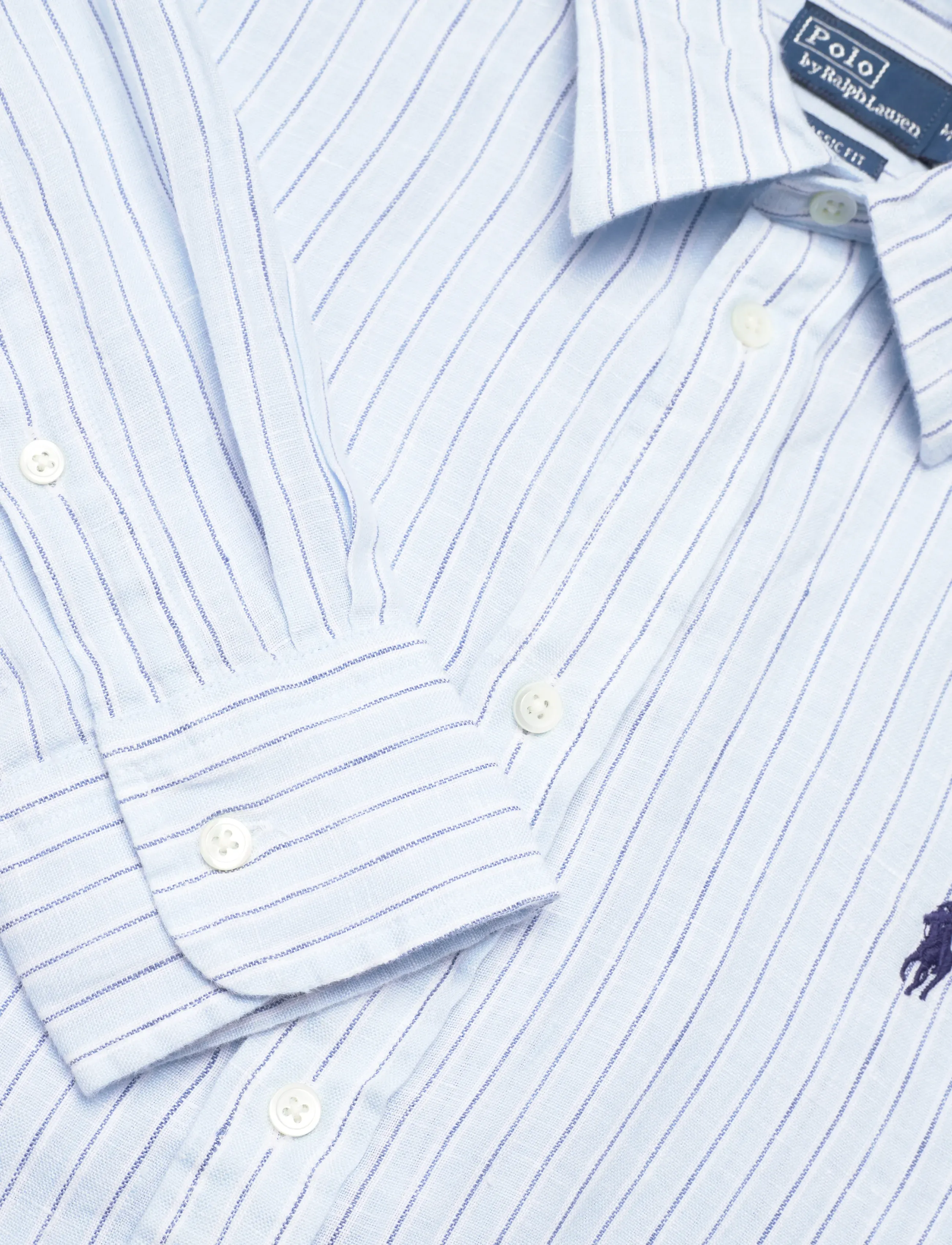 Polo Ralph Lauren - Classic Fit Striped Linen Shirt - denimskjorter - 1994b lt blue blu - 5