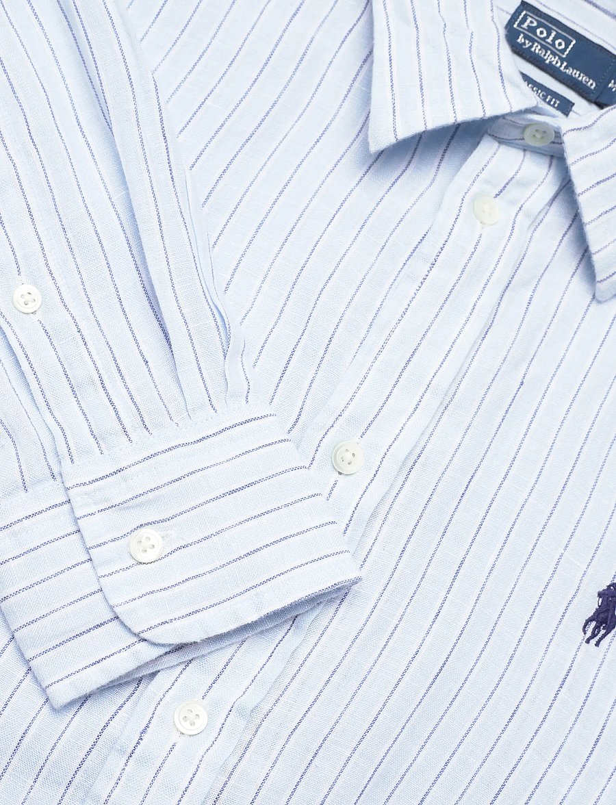 Polo Ralph Lauren - Classic Fit Striped Linen Shirt - denimskjorter - 1994b lt blue blu - 5