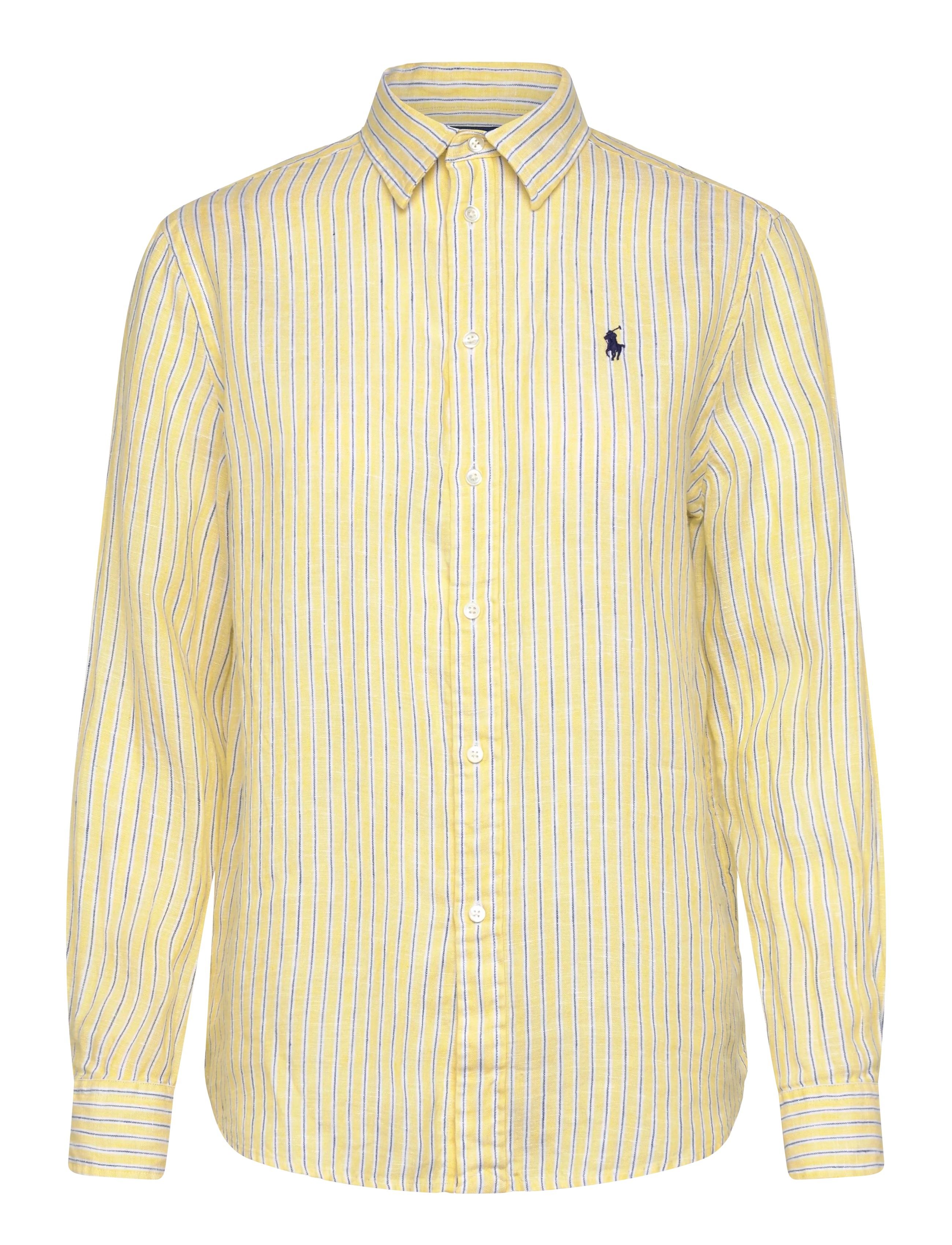 POLO RALPH LAUREN Klassisch Fit Gestreift Linen Shirt Gelb - XL - Damen
