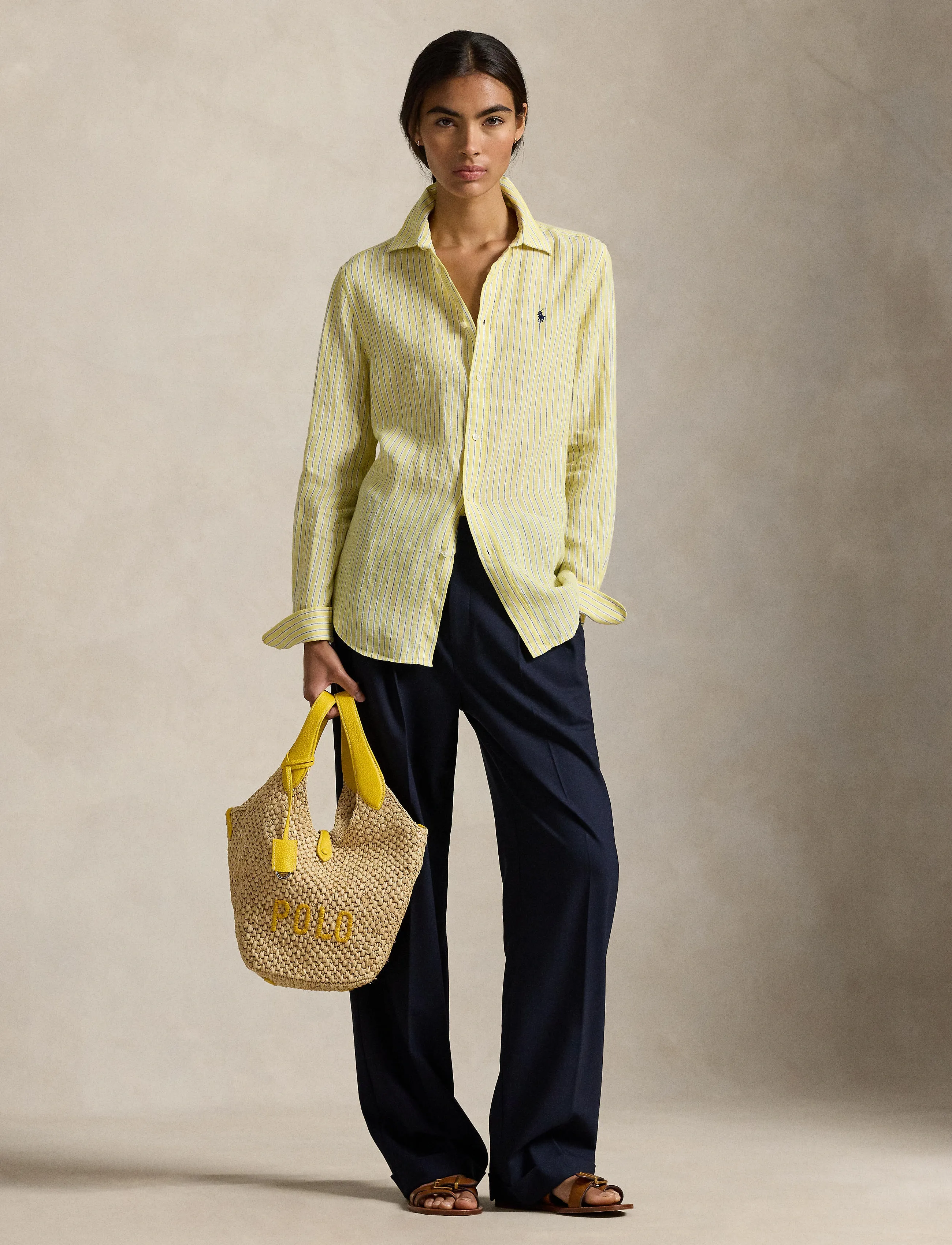 Polo Ralph Lauren Classic Fit Striped Linen Shirt - Koszule - 1994C OASIS YELLO / yellow