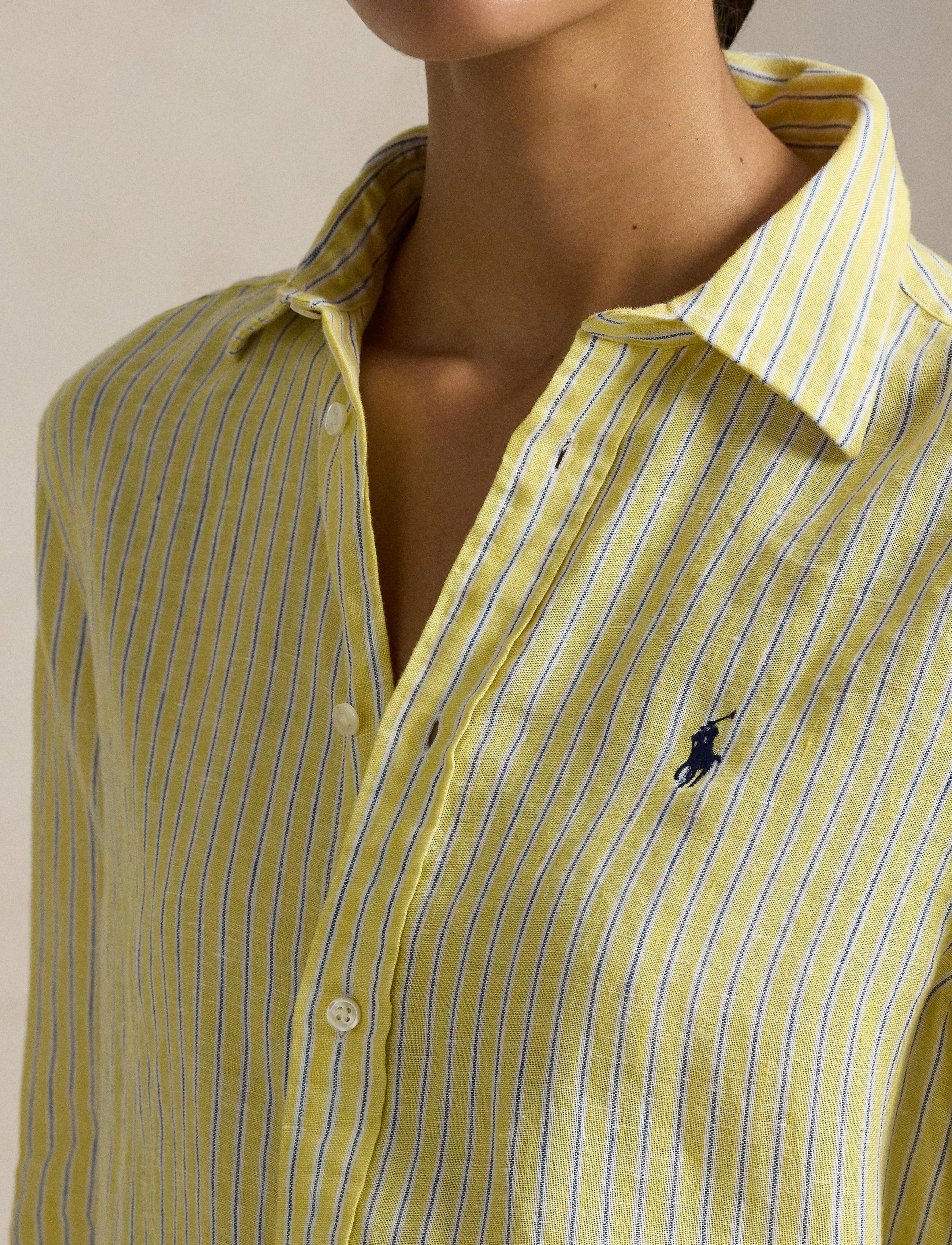Polo Ralph Lauren - Classic Fit Striped Linen Shirt - chemises en jeans - 1994c oasis yello - 4