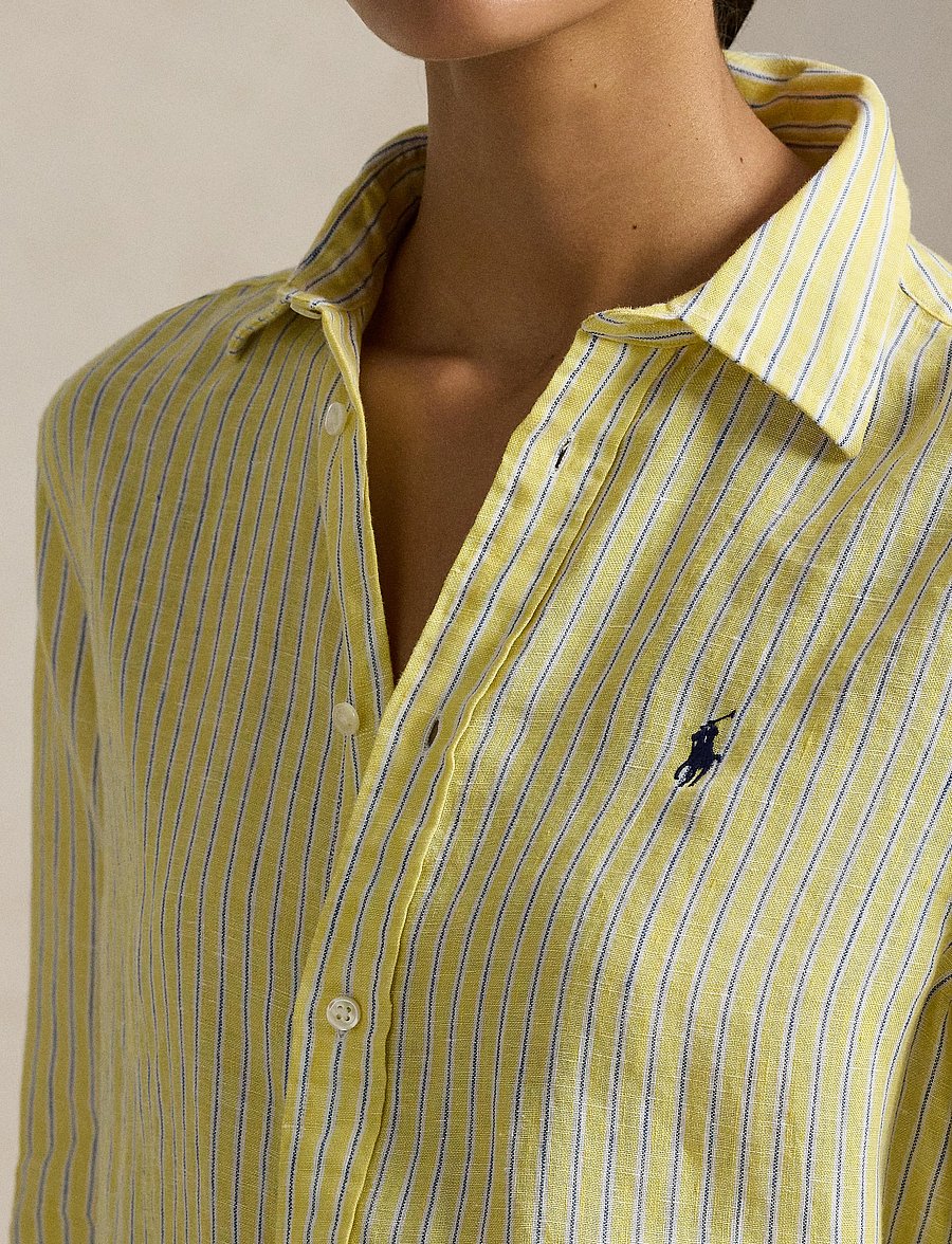 Polo Ralph Lauren - Classic Fit Striped Linen Shirt - chemises en jeans - 1994c oasis yello - 4