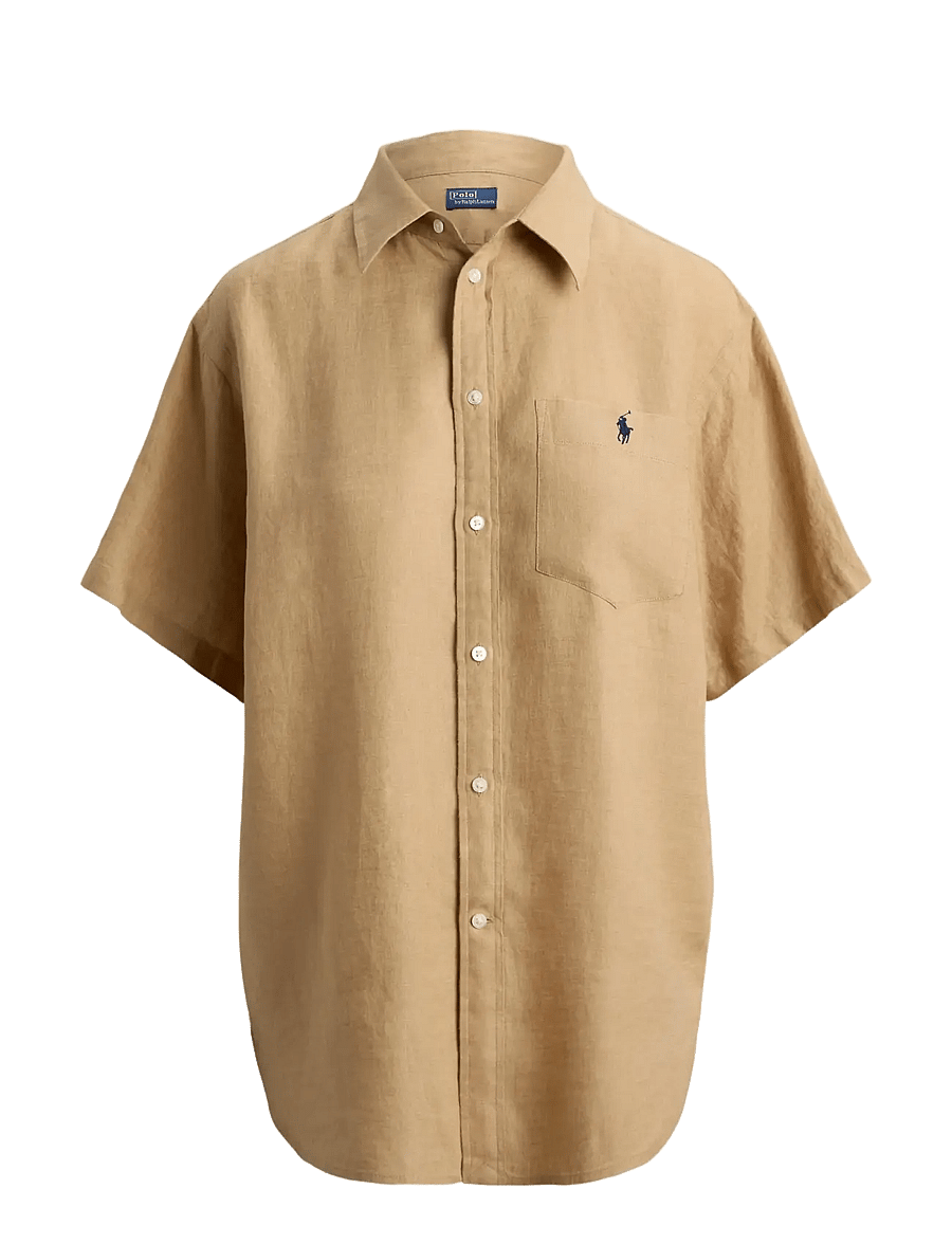 Polo Ralph Lauren - Oversize Fit Linen Short-Sleeve Shirt - denim shirts - classic camel - 1