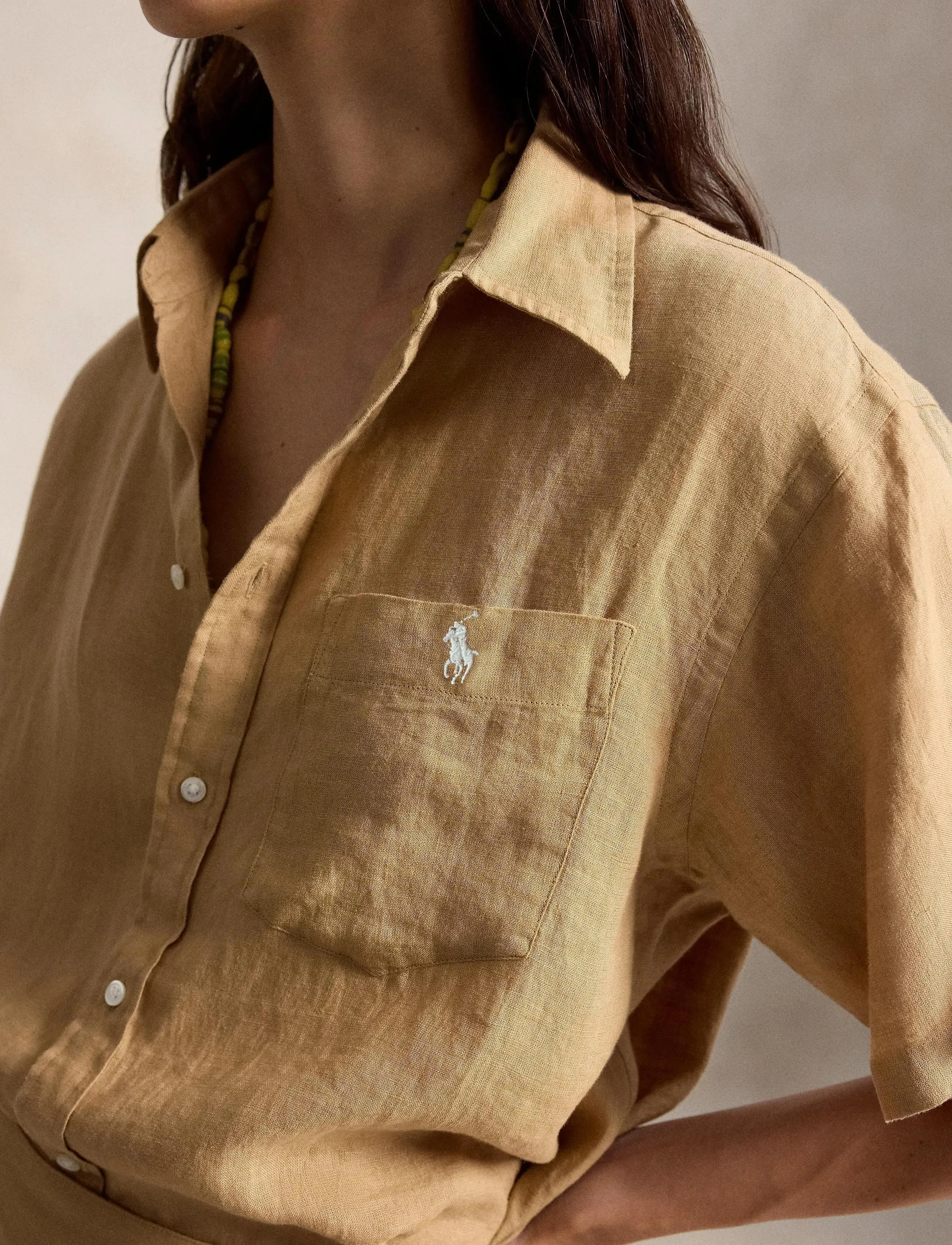 Polo Ralph Lauren - Oversize Fit Linen Short-Sleeve Shirt - jeanshemden - classic camel - 2