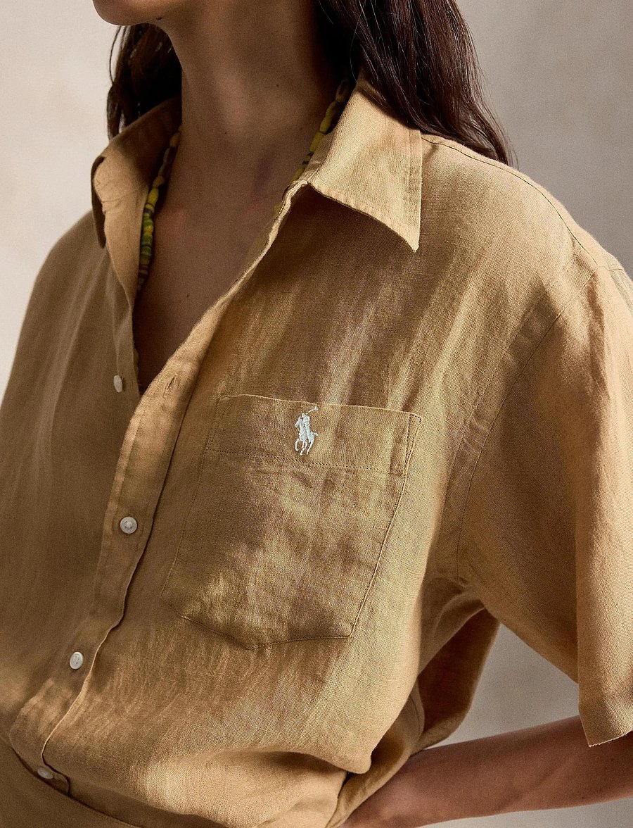 Polo Ralph Lauren - Oversize Fit Linen Short-Sleeve Shirt - jeanshemden - classic camel - 2