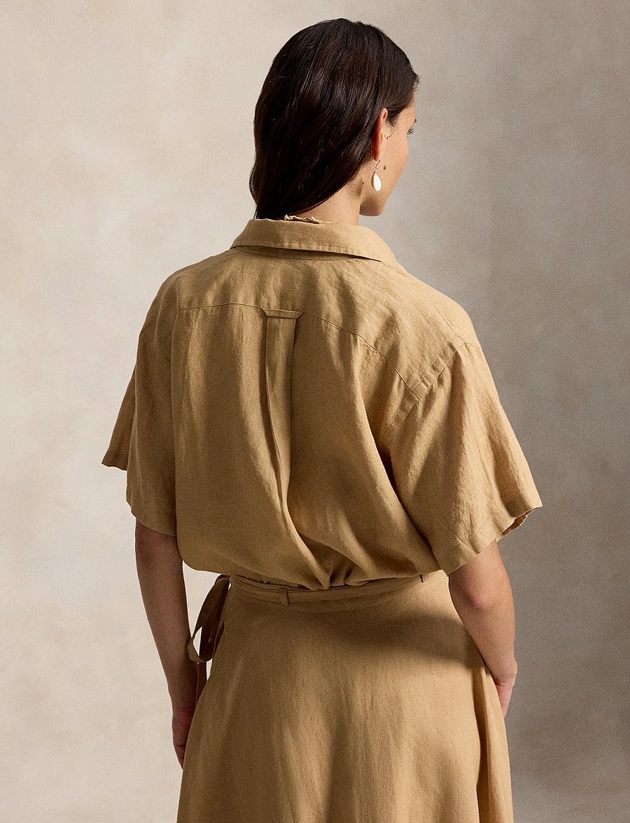 Polo Ralph Lauren - Oversize Fit Linen Short-Sleeve Shirt - denim shirts - classic camel - 5