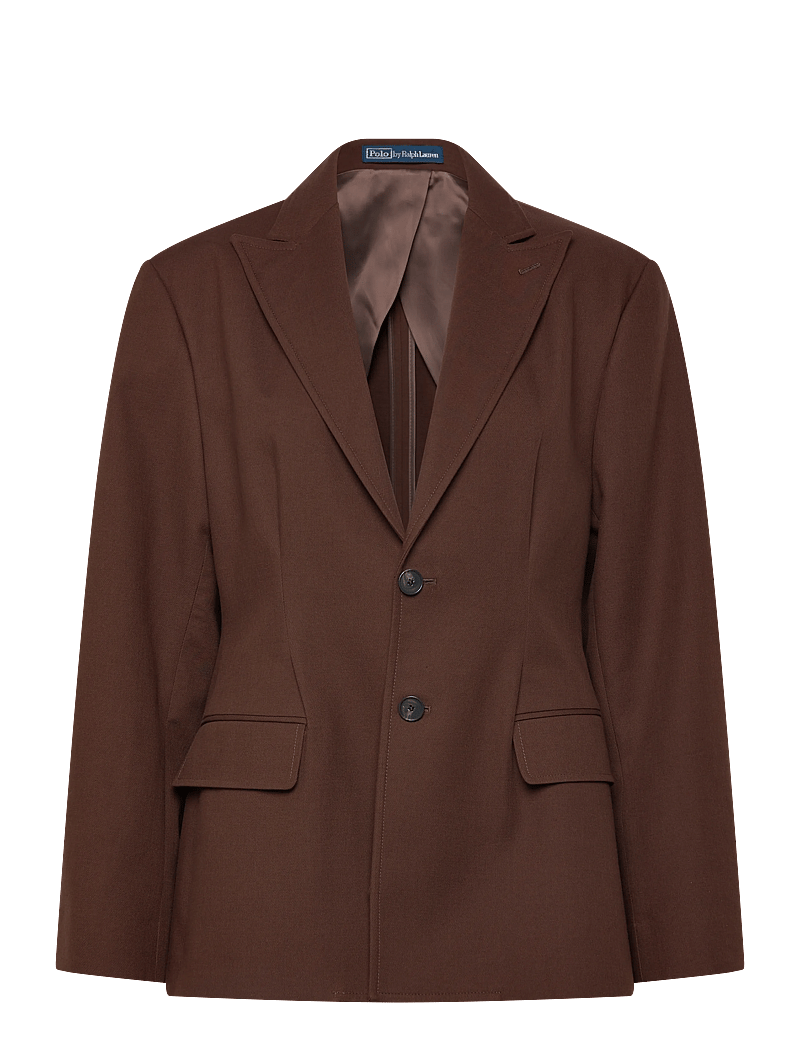 Polo Ralph Lauren - Single-Breasted Cotton-Wool Twill Blazer - enkelknäppta kavajer - dark beech - 0