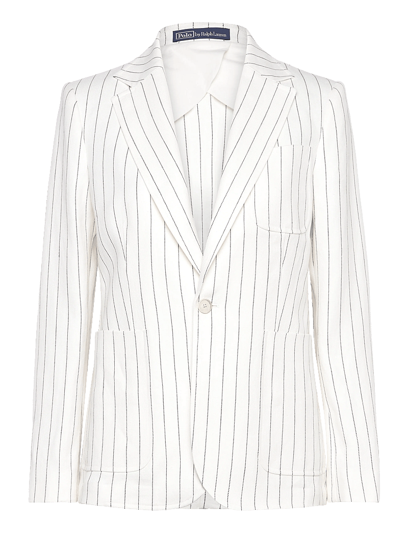 Polo Ralph Lauren - Striped Hemp Blazer - einreihige blazer - crm/brwn pinstrip - 0
