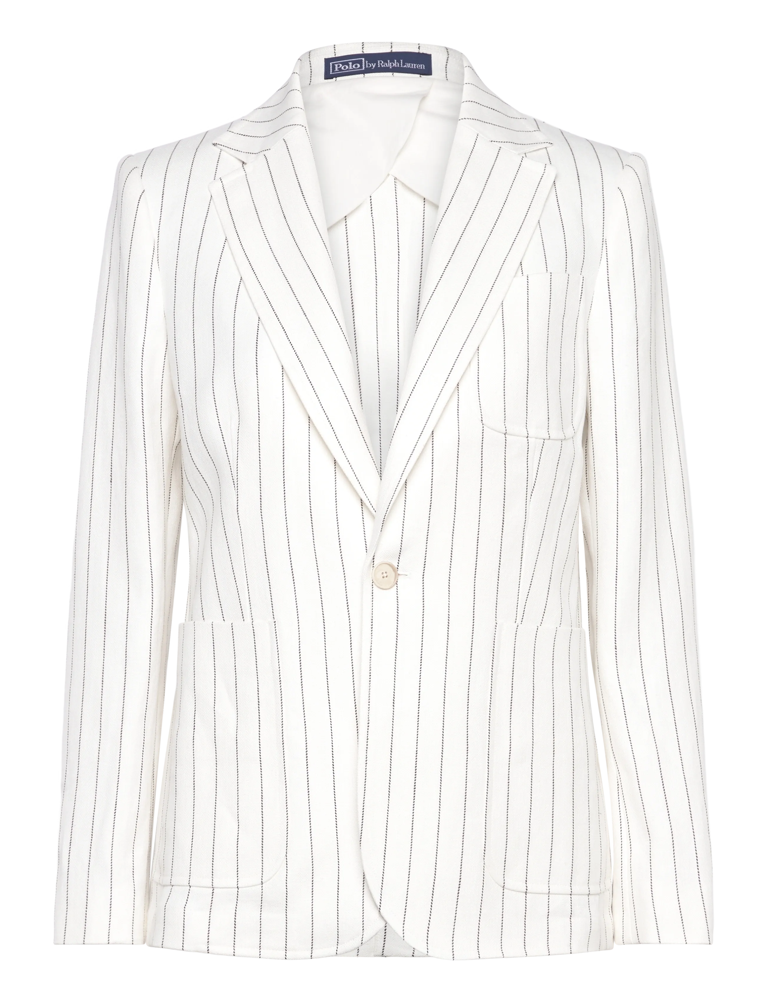 Polo Ralph Lauren Striped Hemp Blazer - Riided - CRM/BRWN PINSTRIP / white