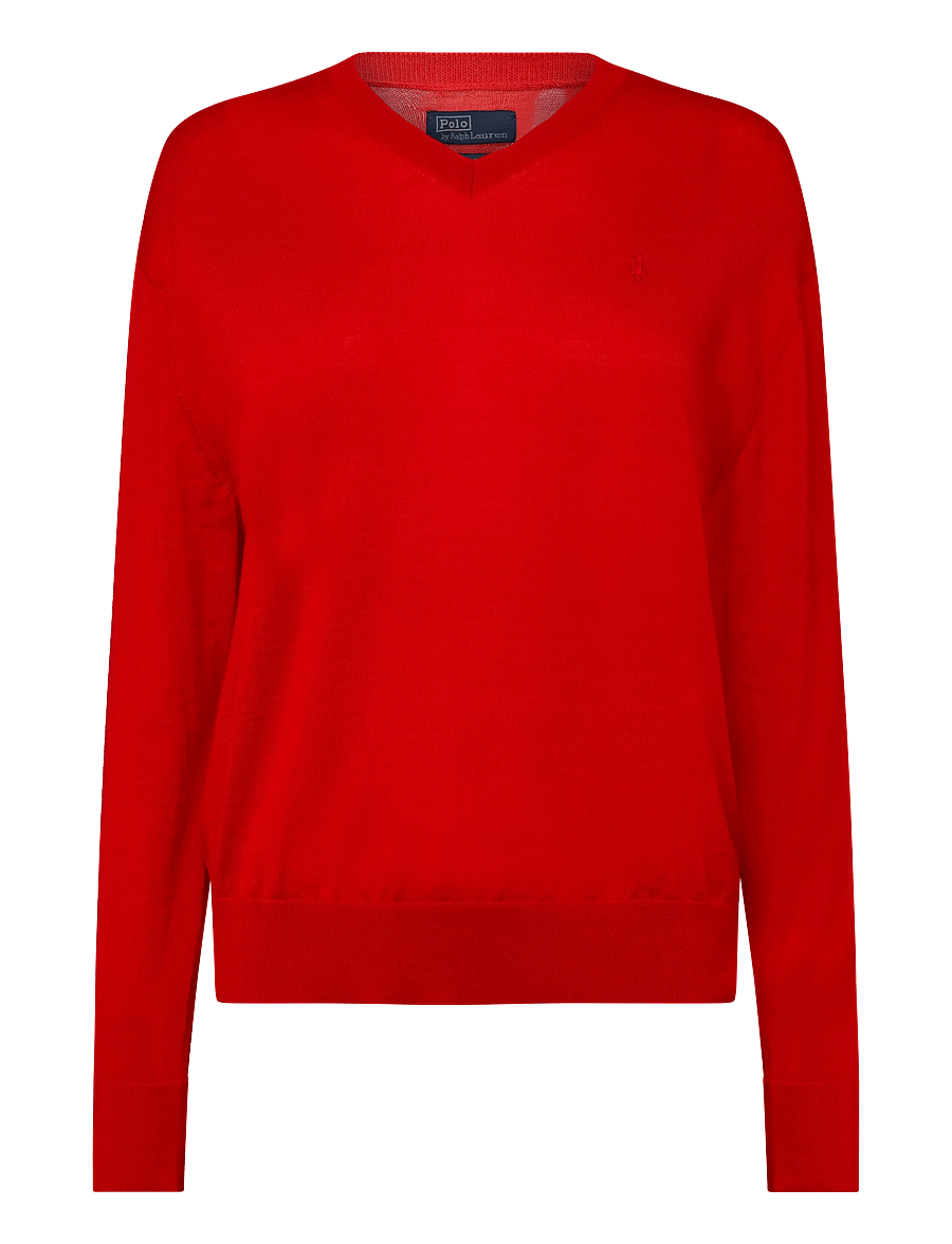 Polo Ralph Lauren - Wool V-Neck Sweater - striktrøjer - flanders red heat - 1