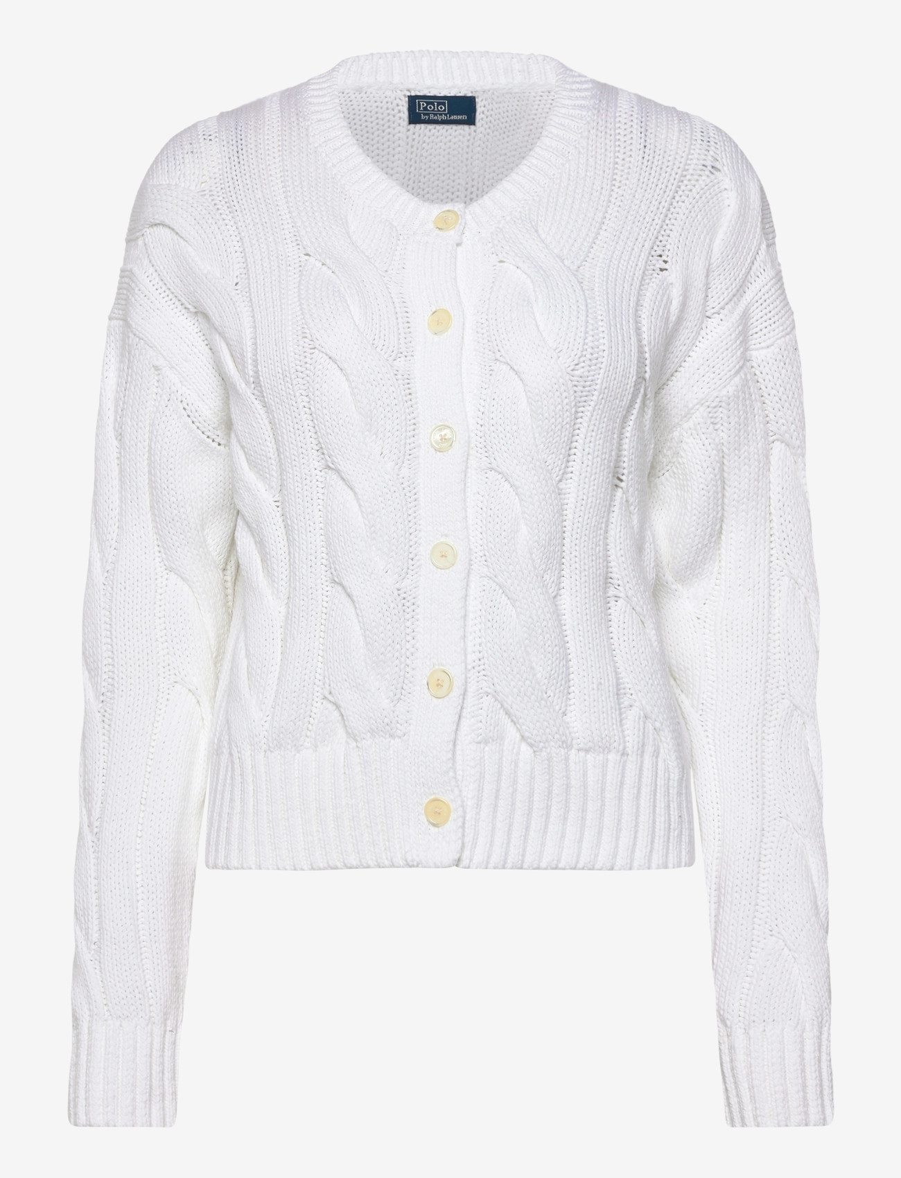 Polo Ralph Lauren - Cable-Knit Cotton Crewneck Cardigan - kardiganid - white - 0