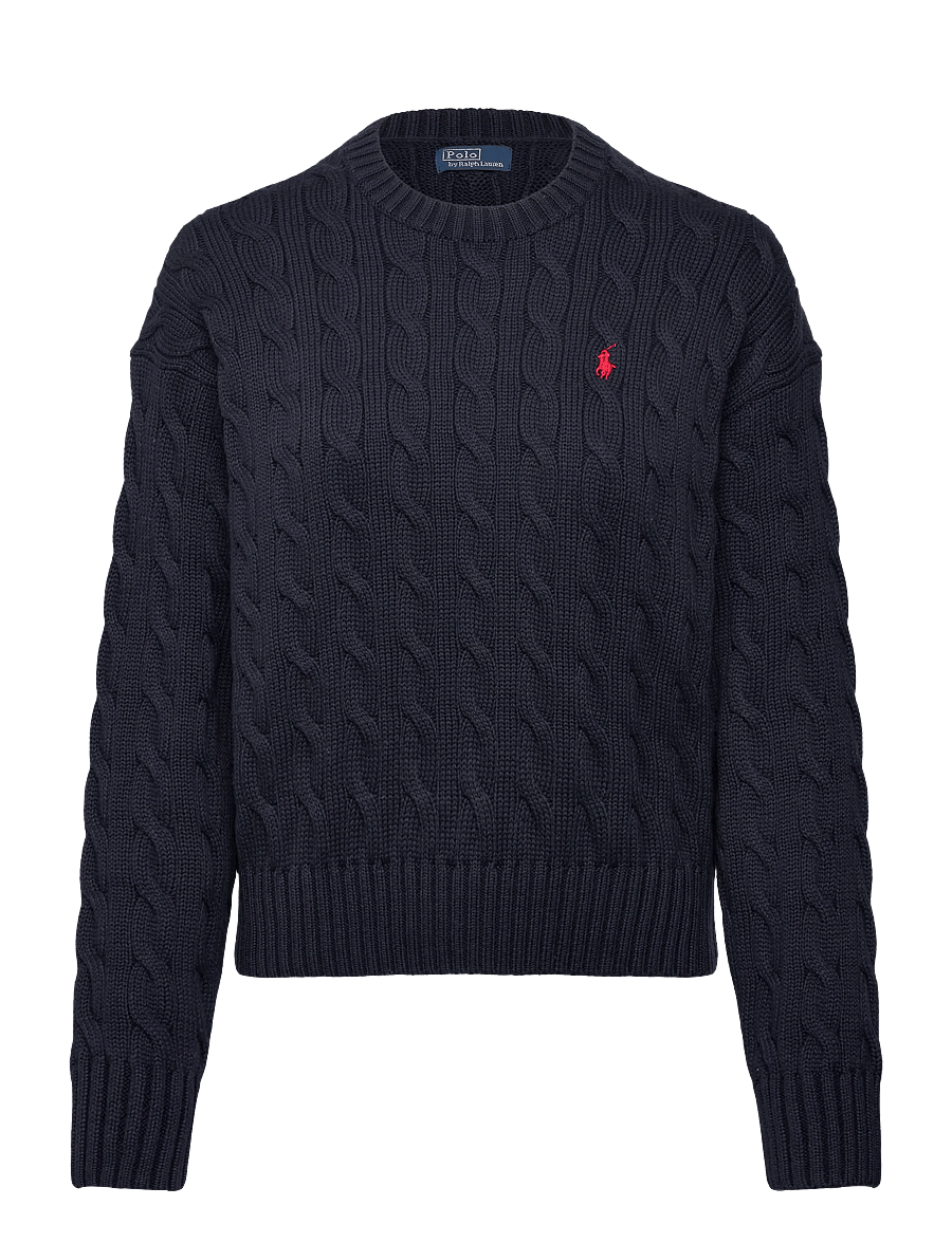 Polo Ralph Lauren - Cable-Knit Cotton Crewneck Sweater - swetry - hunter navy - 1