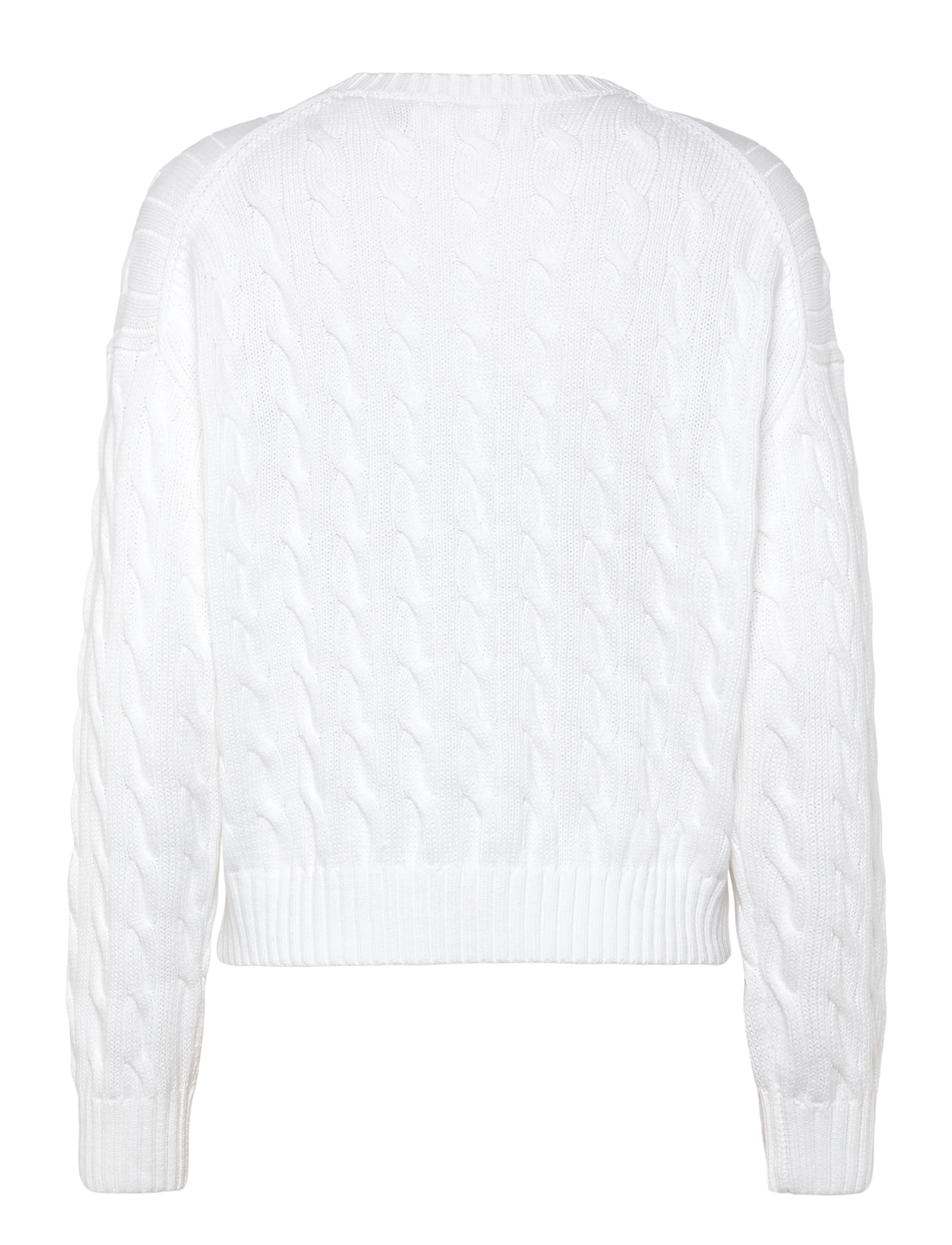 Polo Ralph Lauren - Cable-Knit Cotton Crewneck Sweater - sweaters - white - 2