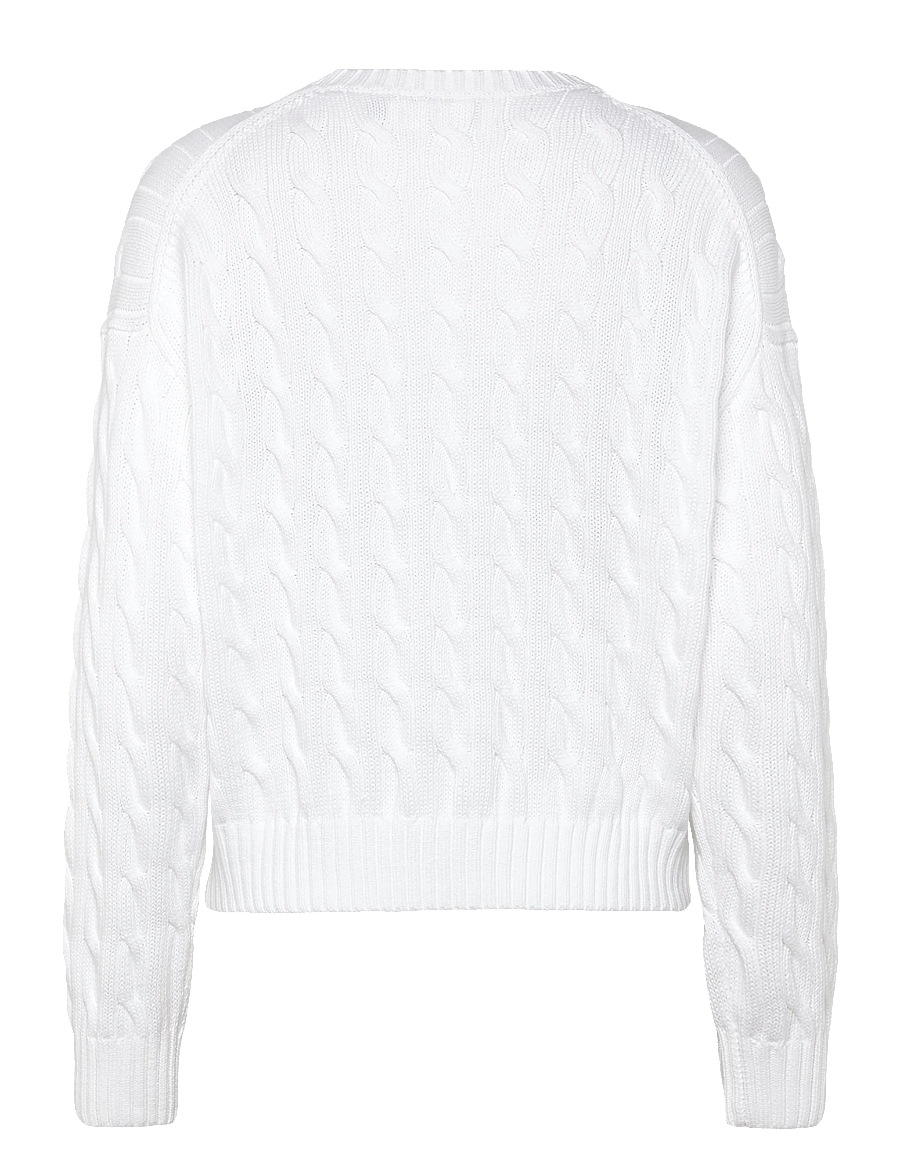 Polo Ralph Lauren - Cable-Knit Cotton Crewneck Sweater - peysur - white - 2