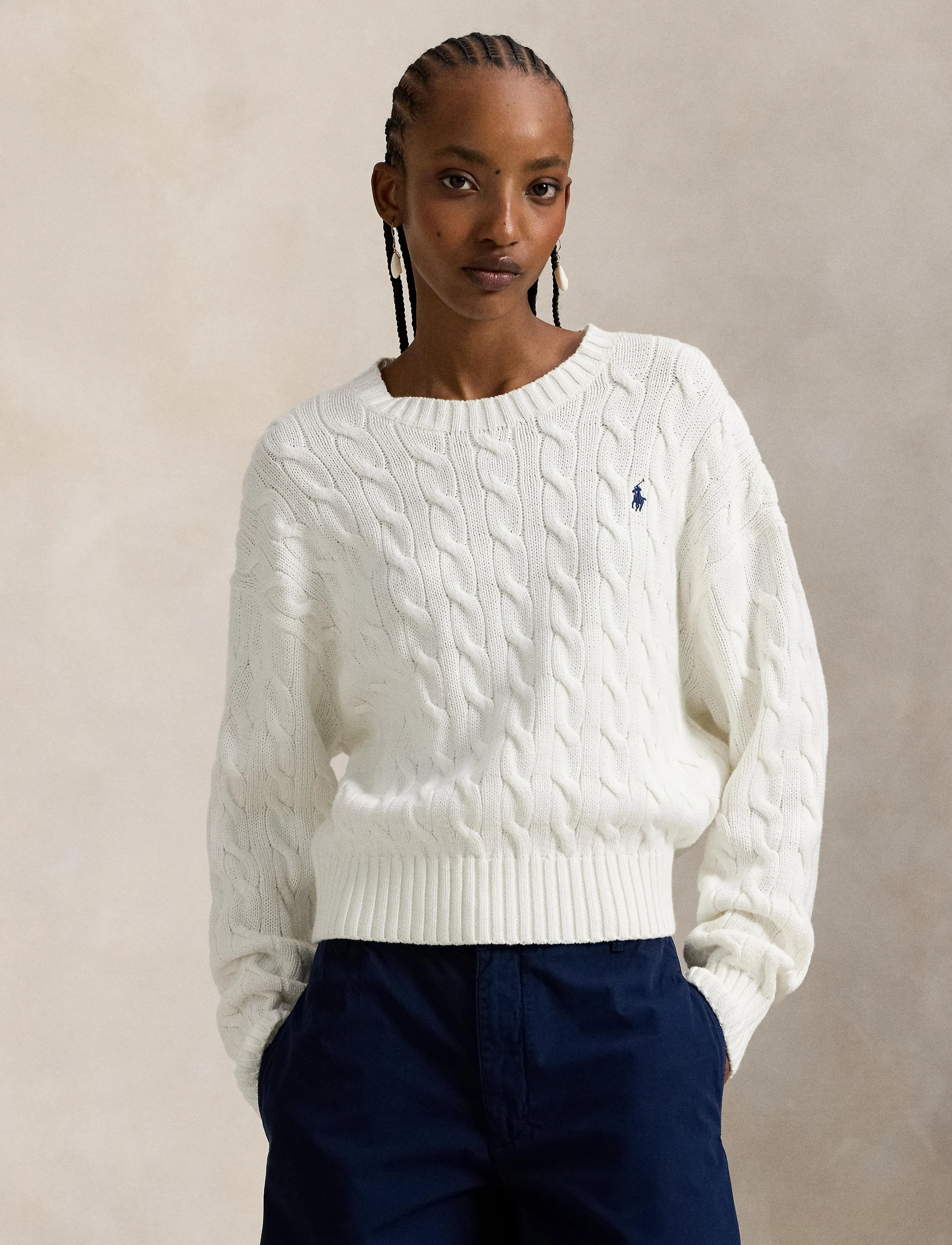Polo Ralph Lauren 32/2 COTTON-SWEATER-PULLOVER - Ralph Lauren - WHITE / white