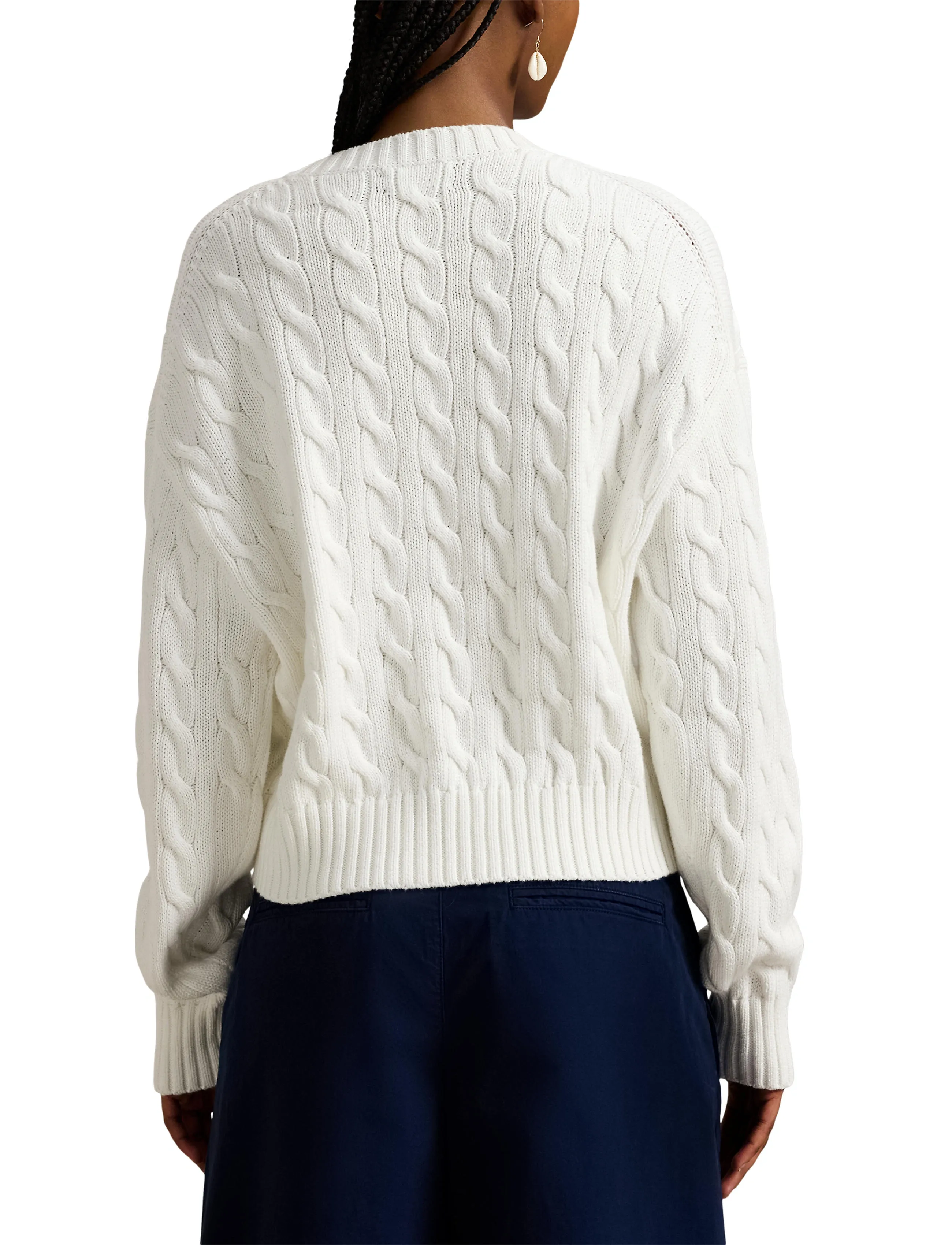 Polo Ralph Lauren - Cable-Knit Cotton Crewneck Sweater - sweaters - white - 3