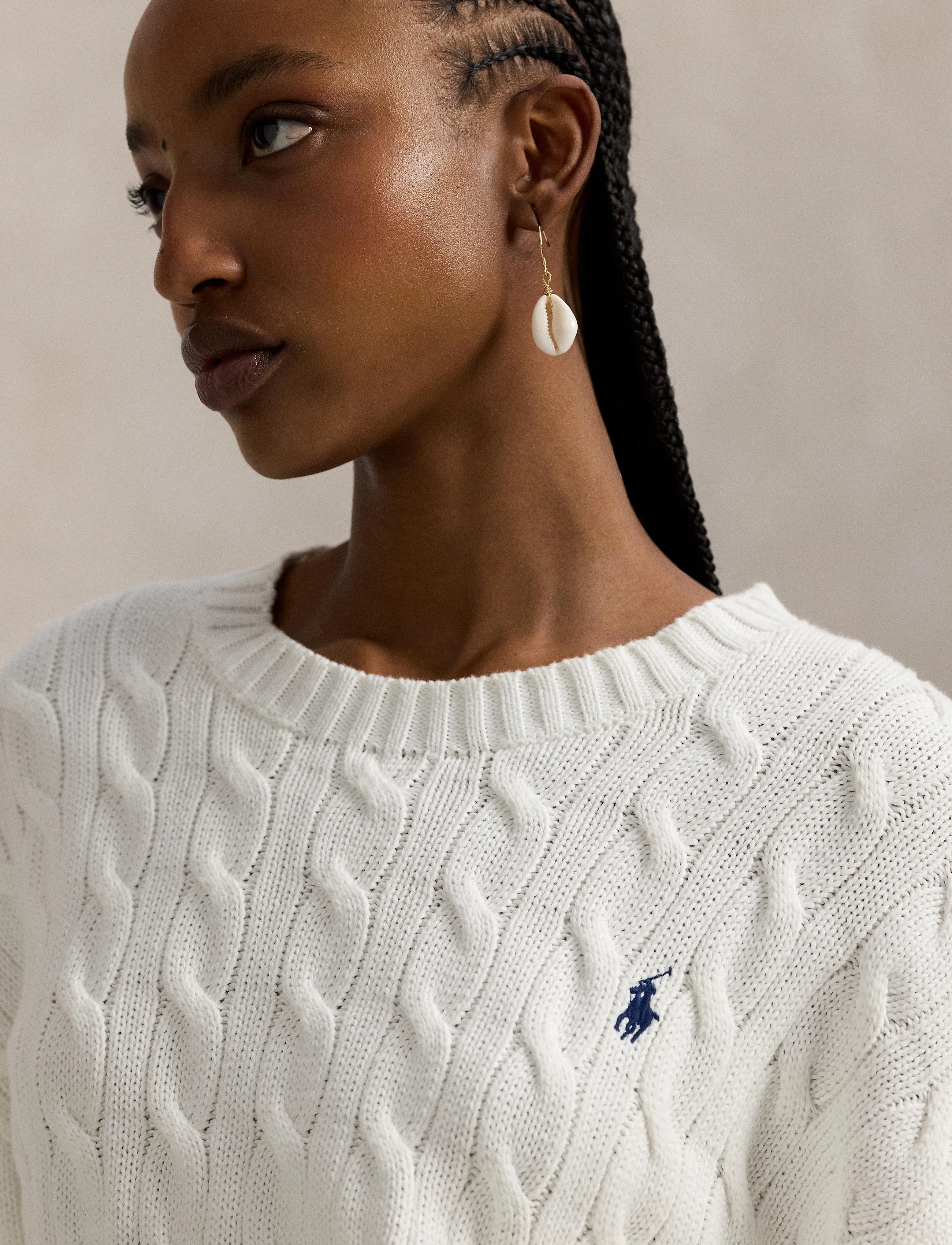 Polo Ralph Lauren - Cable-Knit Cotton Crewneck Sweater - sweaters - white - 4