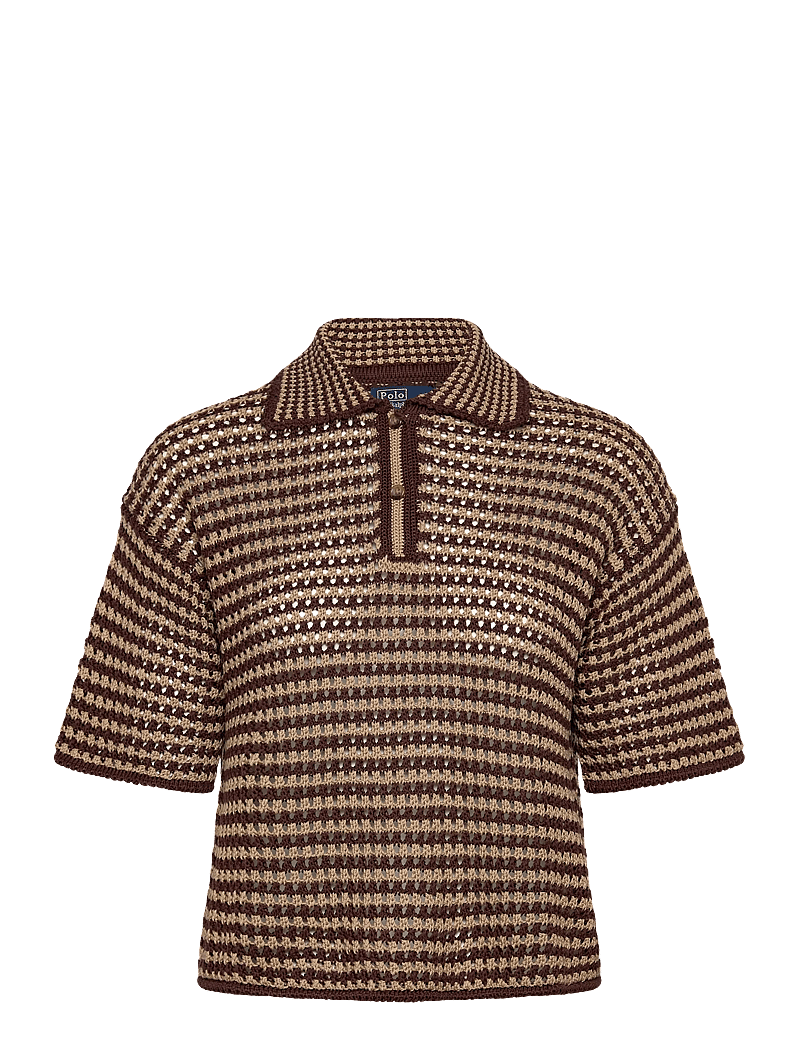 Polo Ralph Lauren - Striped Knit Cotton Polo Shirt - sweaters - chocolate stripe - 0