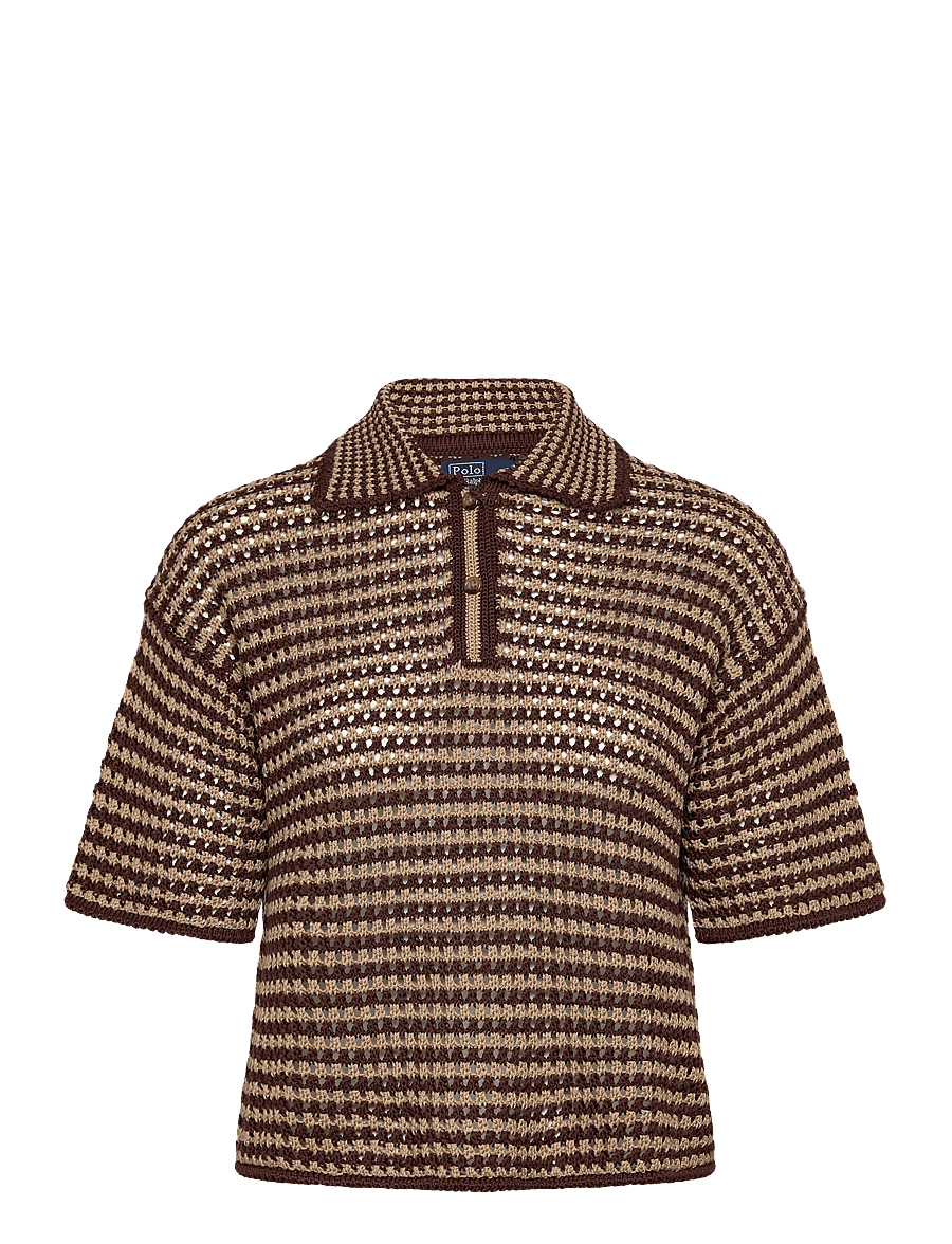Polo Ralph Lauren - Striped Knit Cotton Polo Shirt - chocolate stripe - 1