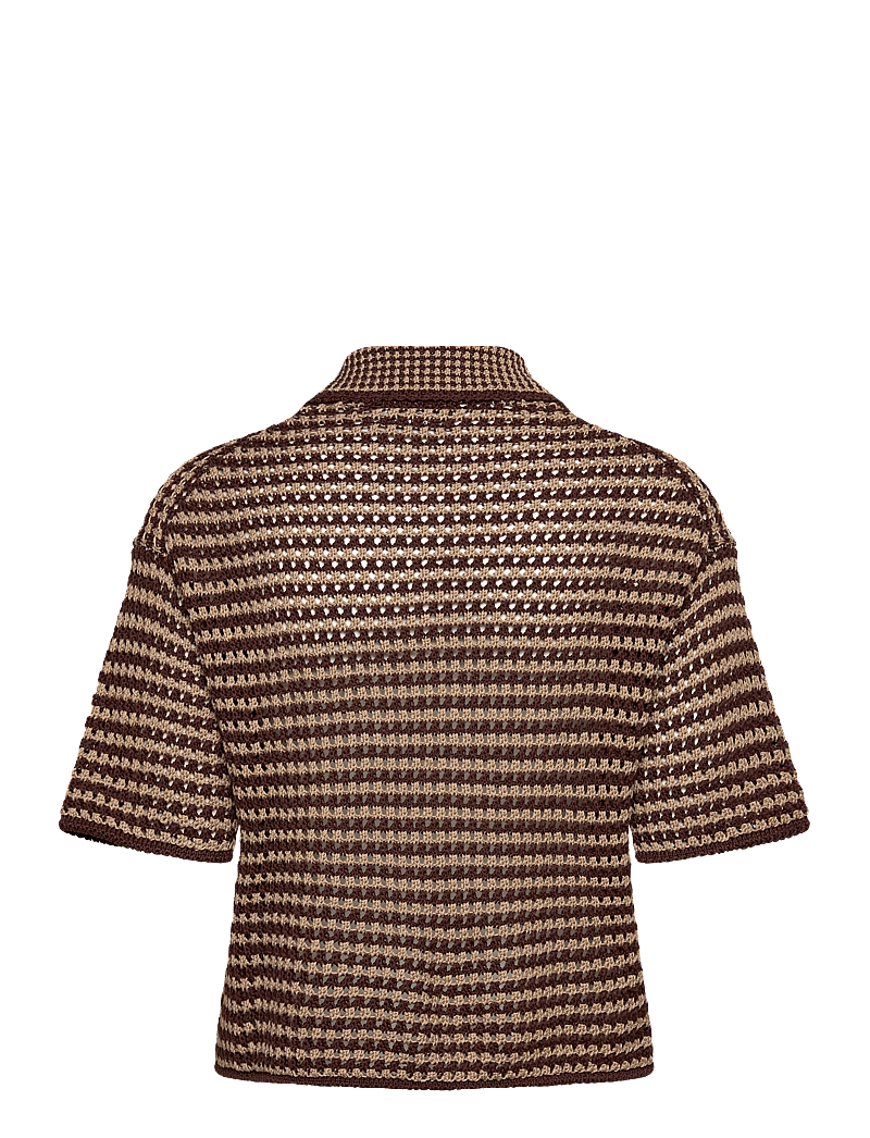 Polo Ralph Lauren - Striped Knit Cotton Polo Shirt - sweaters - chocolate stripe - 1