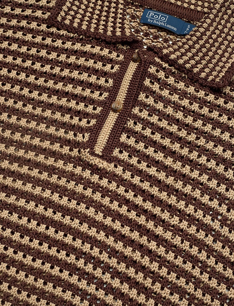 Polo Ralph Lauren - Striped Knit Cotton Polo Shirt - sweaters - chocolate stripe - 2