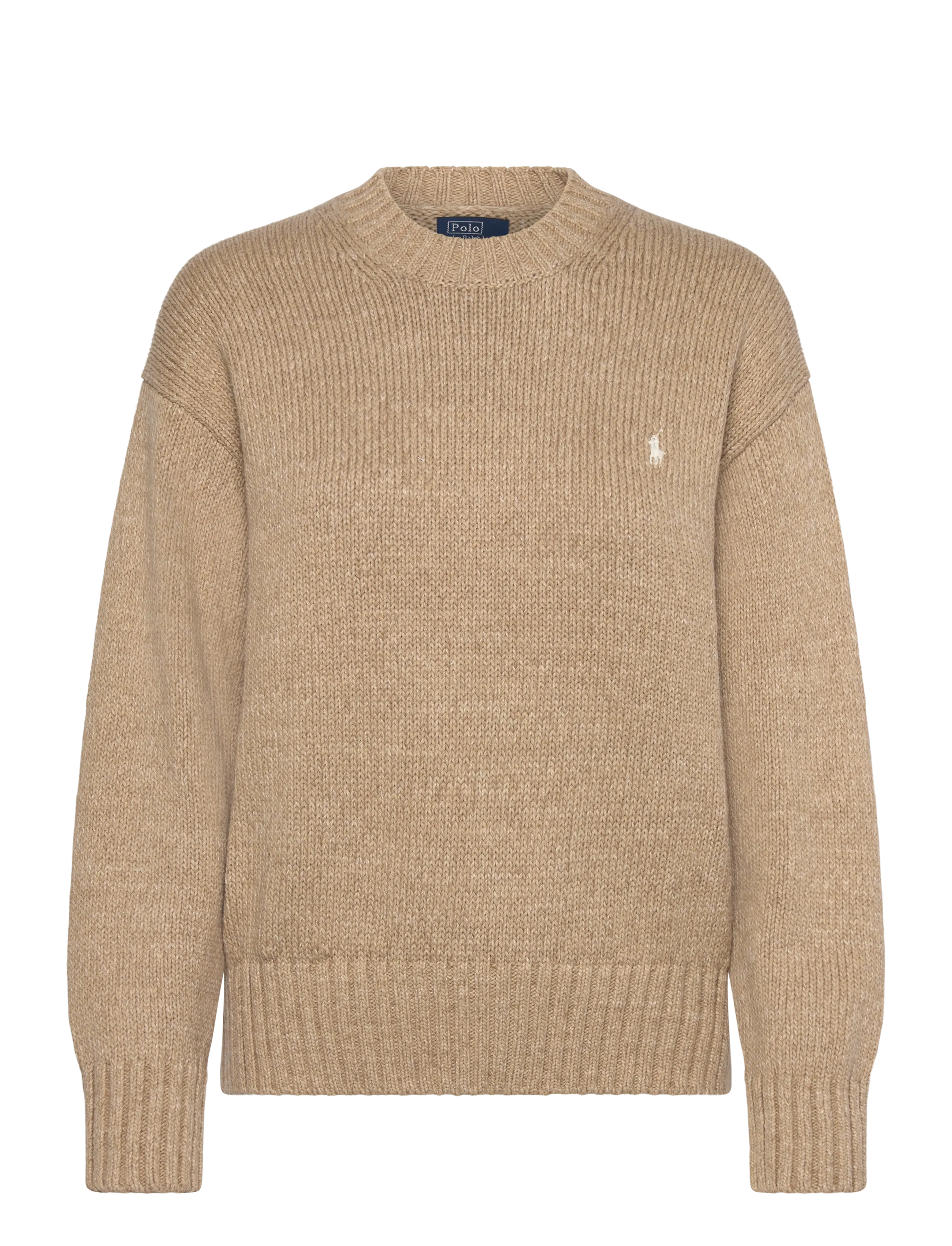 Logo Cotton Crewneck Sweater - TAN HEATHER