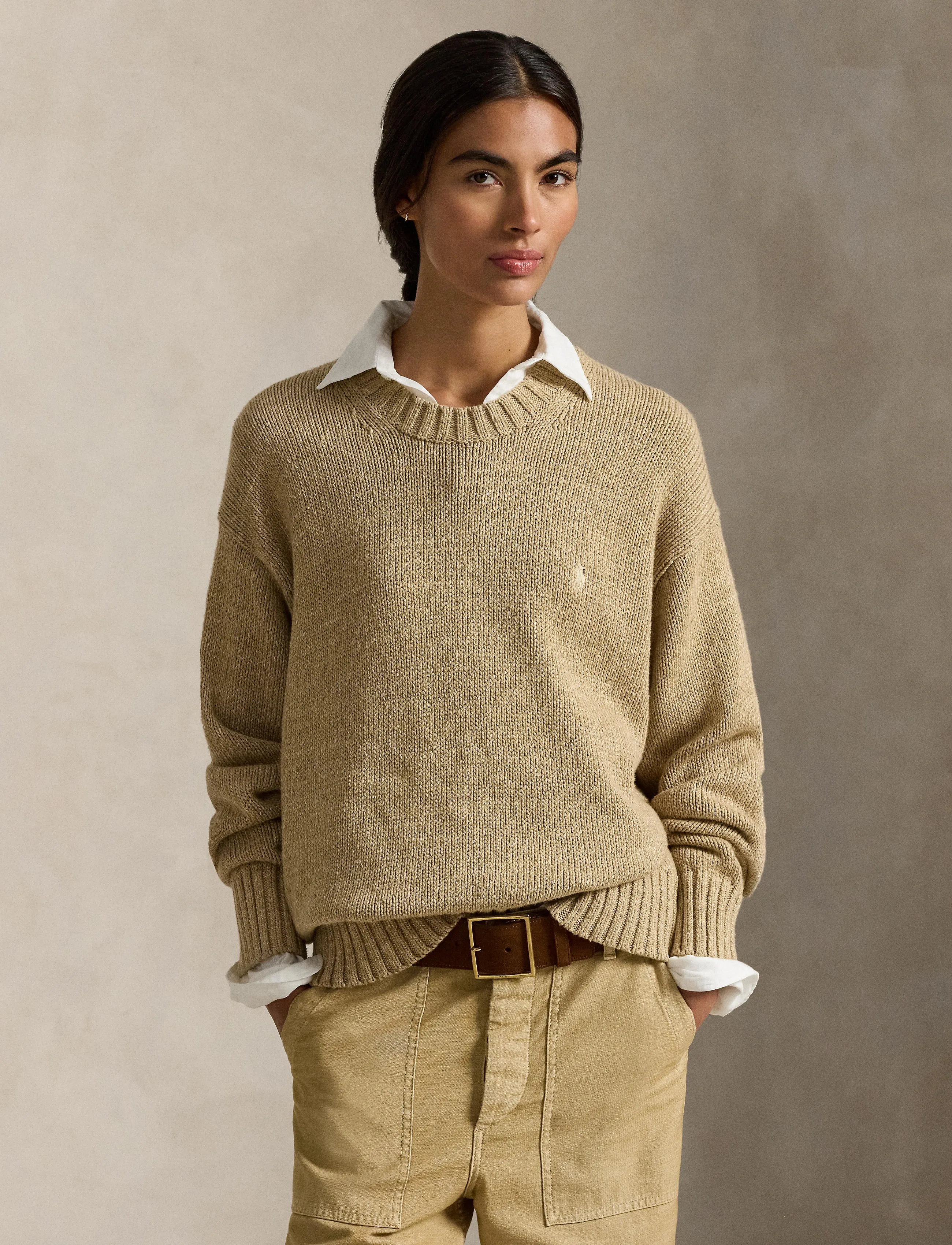 Polo Ralph Lauren - Logo Cotton Crewneck Sweater - tan heather - 3