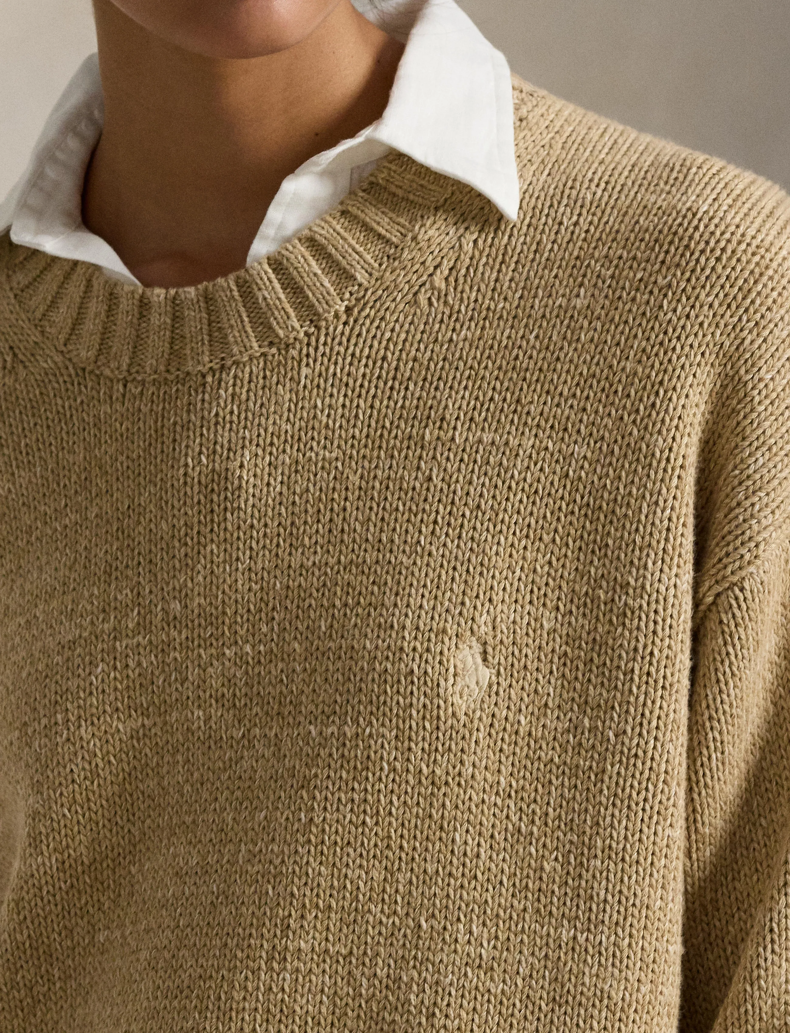 Polo Ralph Lauren - Logo Cotton Crewneck Sweater - tan heather - 4