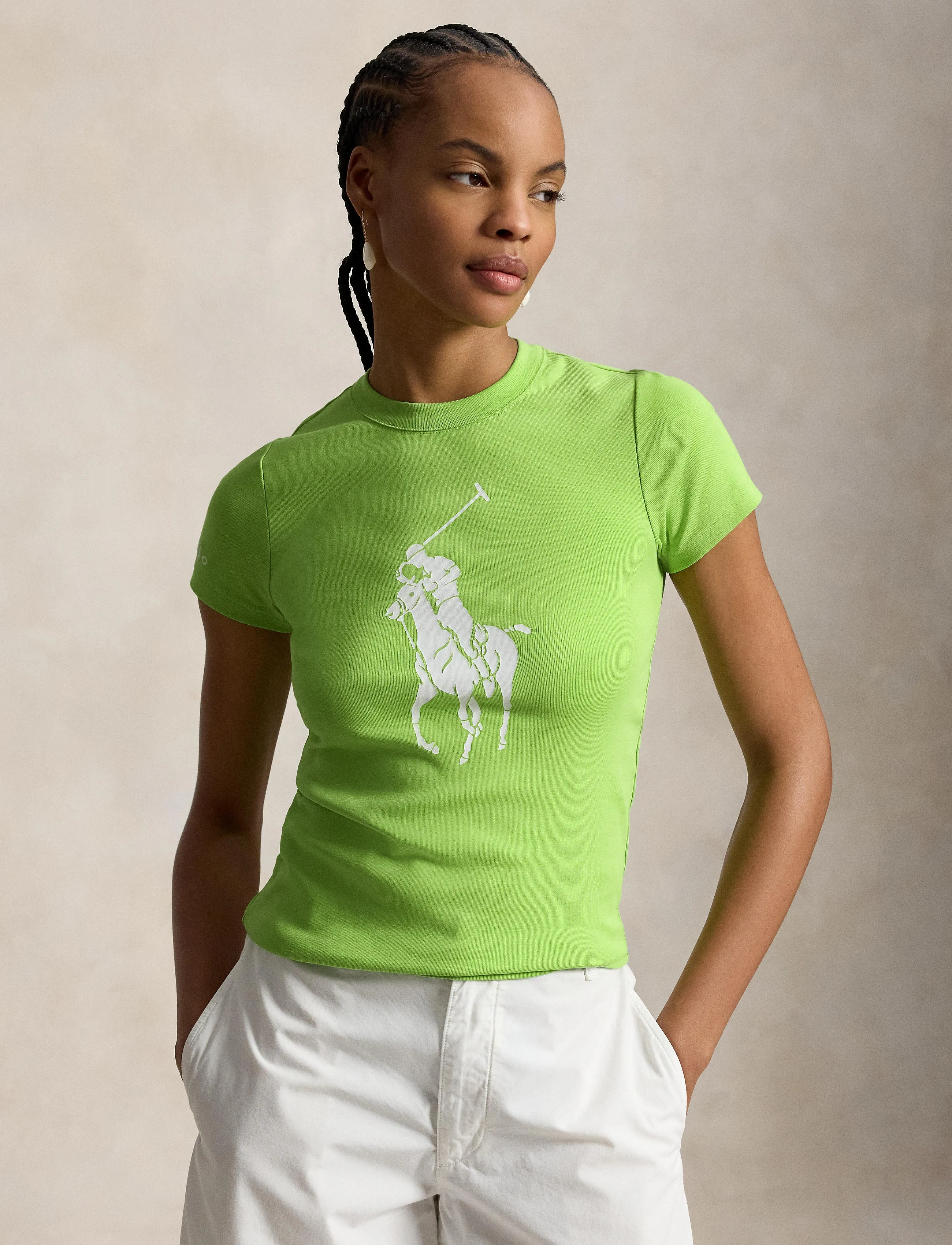 Polo Ralph Lauren Big Pony Stretch-Cotton Tee - T-shirts - RIVIERA GREEN / green