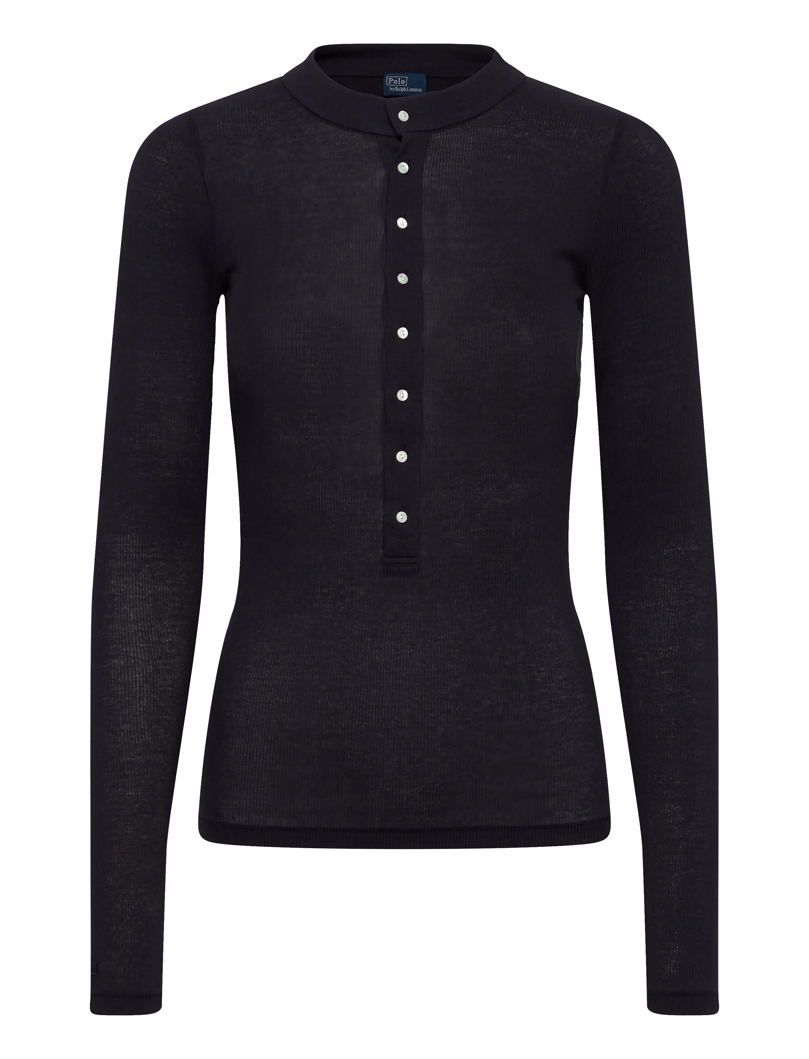 Polo Ralph Lauren Ribbed Cotton Henley Shirt - Kleidung - ATLANTIC / black