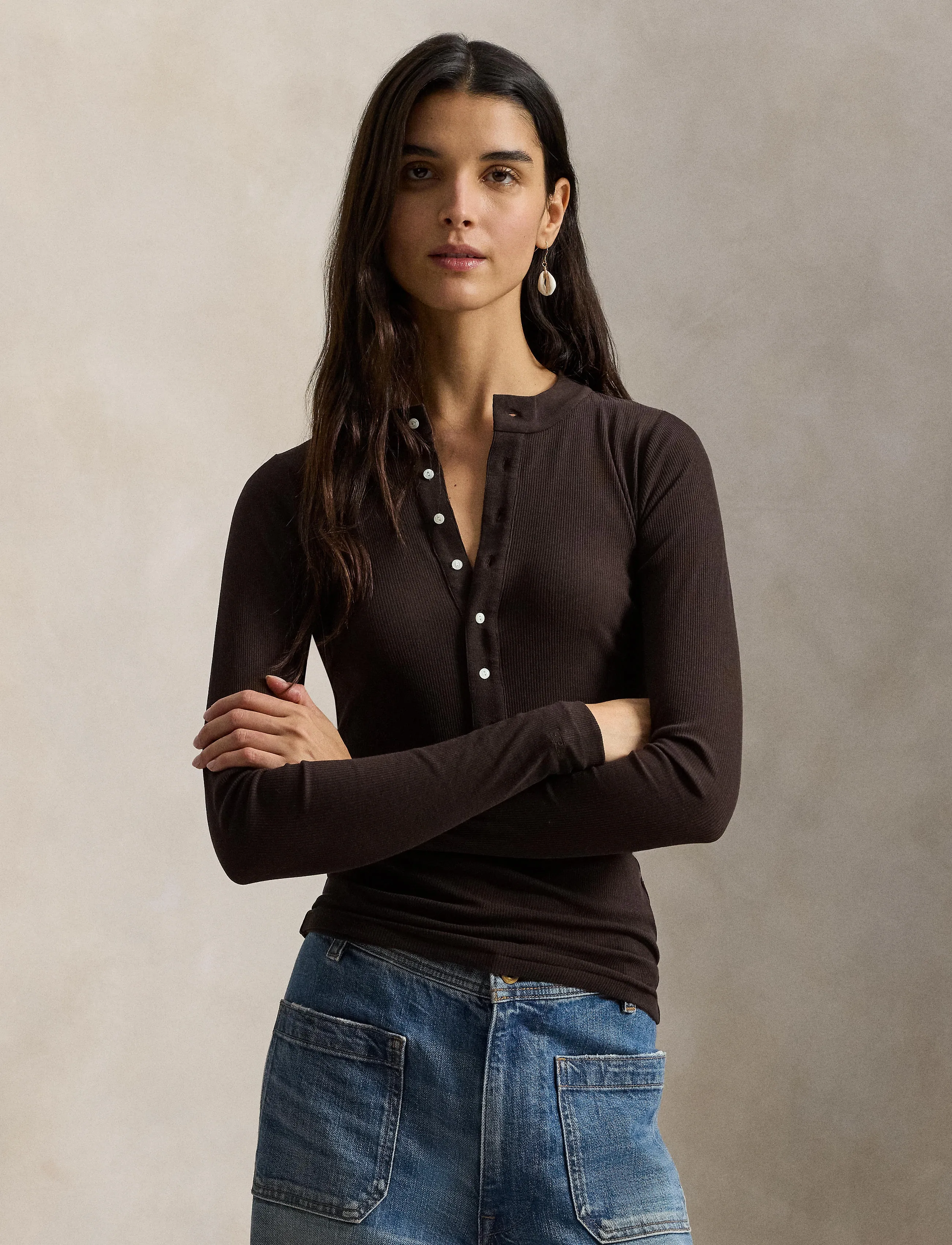 Polo Ralph Lauren CREPE RIB-KNT-PULLOVER - Ralph Lauren - SQUIRE BROWN / brown
