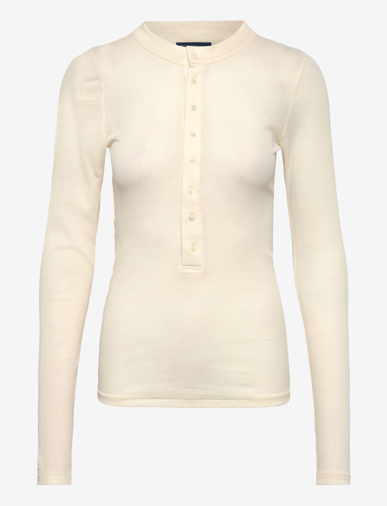 Polo Ralph Lauren - Ribbed Cotton Henley Shirt - langærmede toppe - warm white - 0