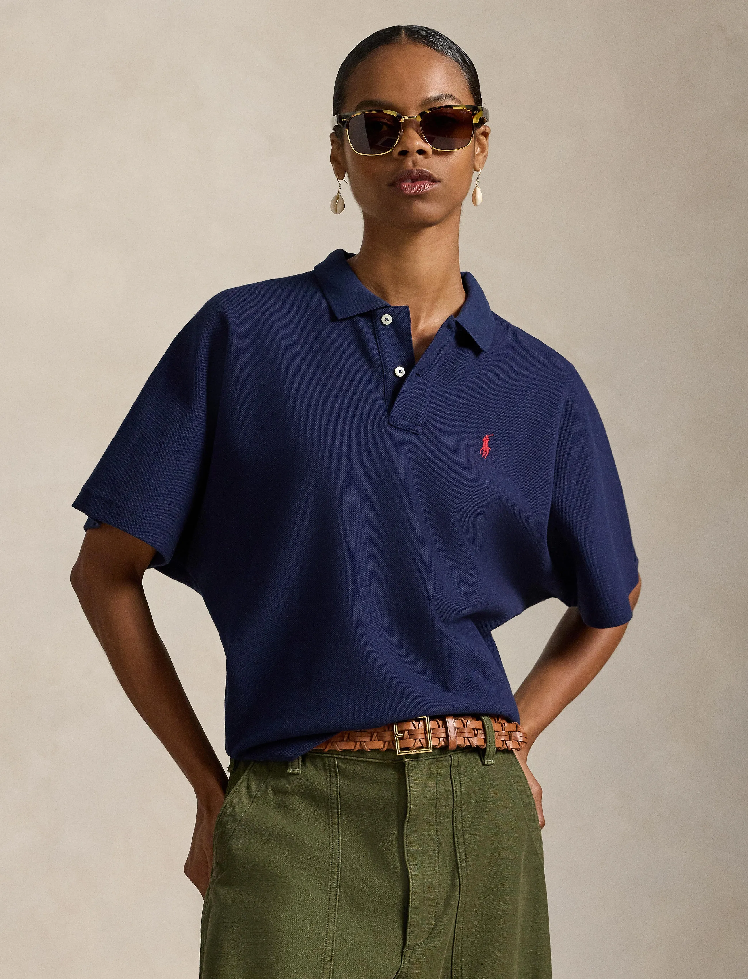 Polo Ralph Lauren - Dolman-Sleeve Mesh Polo Shirt - polos - newport navy - 3
