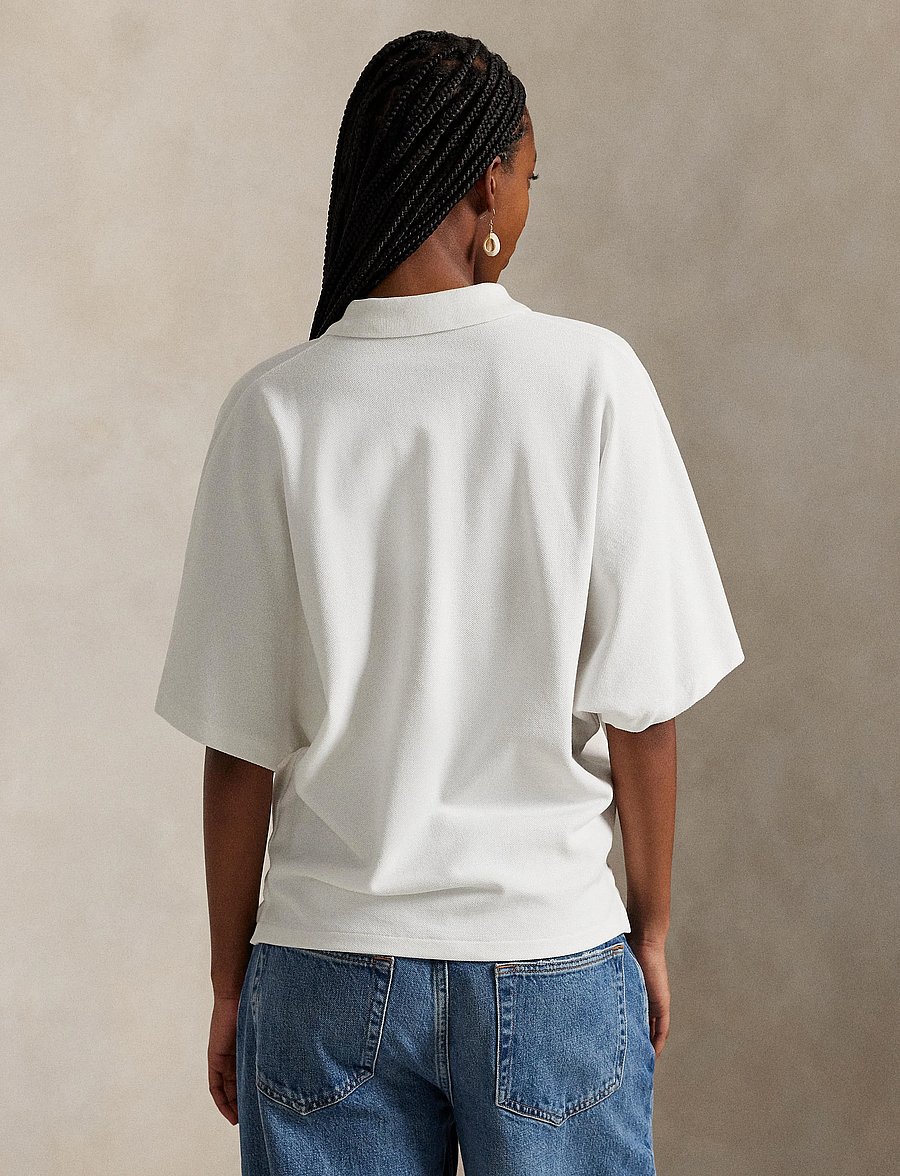 Polo Ralph Lauren - Dolman-Sleeve Mesh Polo Shirt - poloskjorter - white - 3