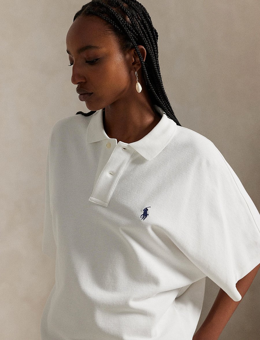 Polo Ralph Lauren - Dolman-Sleeve Mesh Polo Shirt - poloskjorter - white - 4
